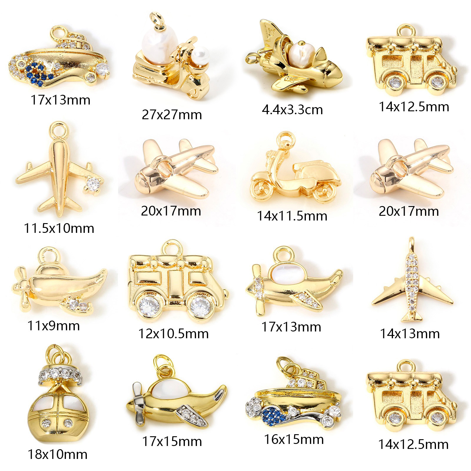Picture of Brass Transport Charms 18K Real Gold Plated