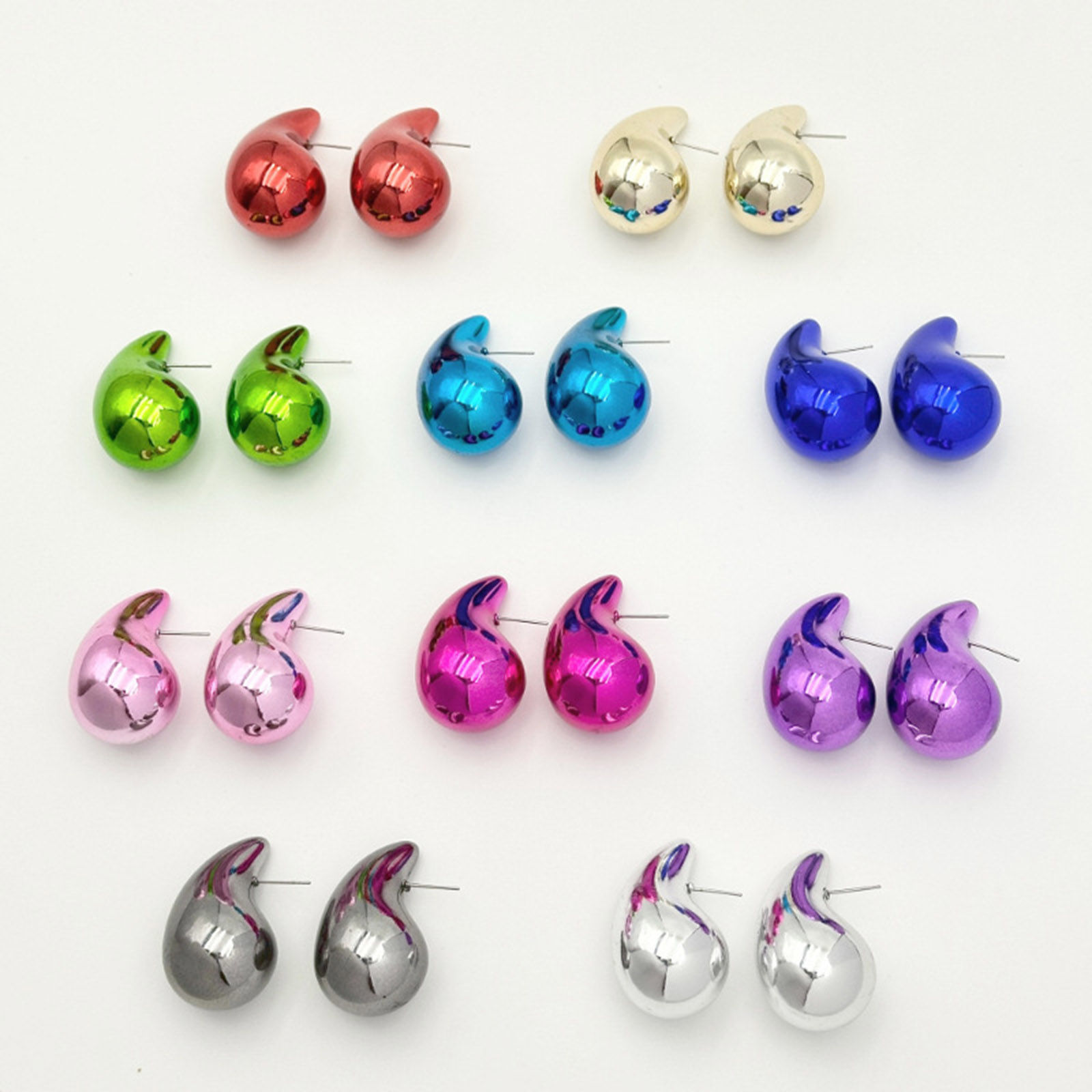 Picture of CCB Plastic Ins Style Ear Post Teardrop Chubby Stud Earrings Cashew Drop