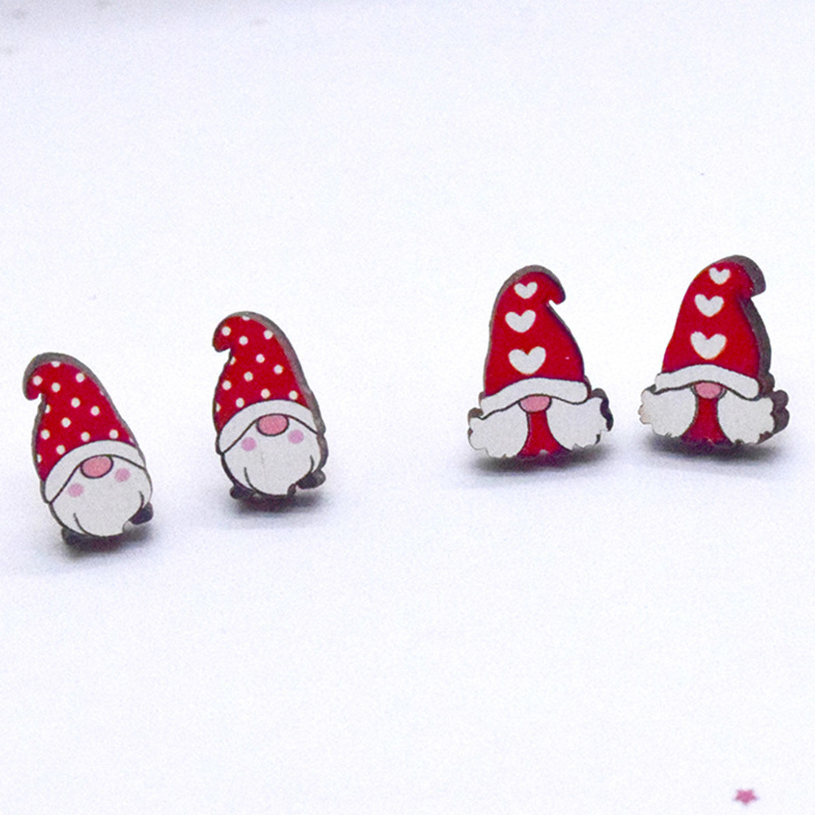 Image de 1 Paire Boucles d'Oreilles Puces La Saint Valentin en Bois Naturel Multicolore Cœur Cupidon