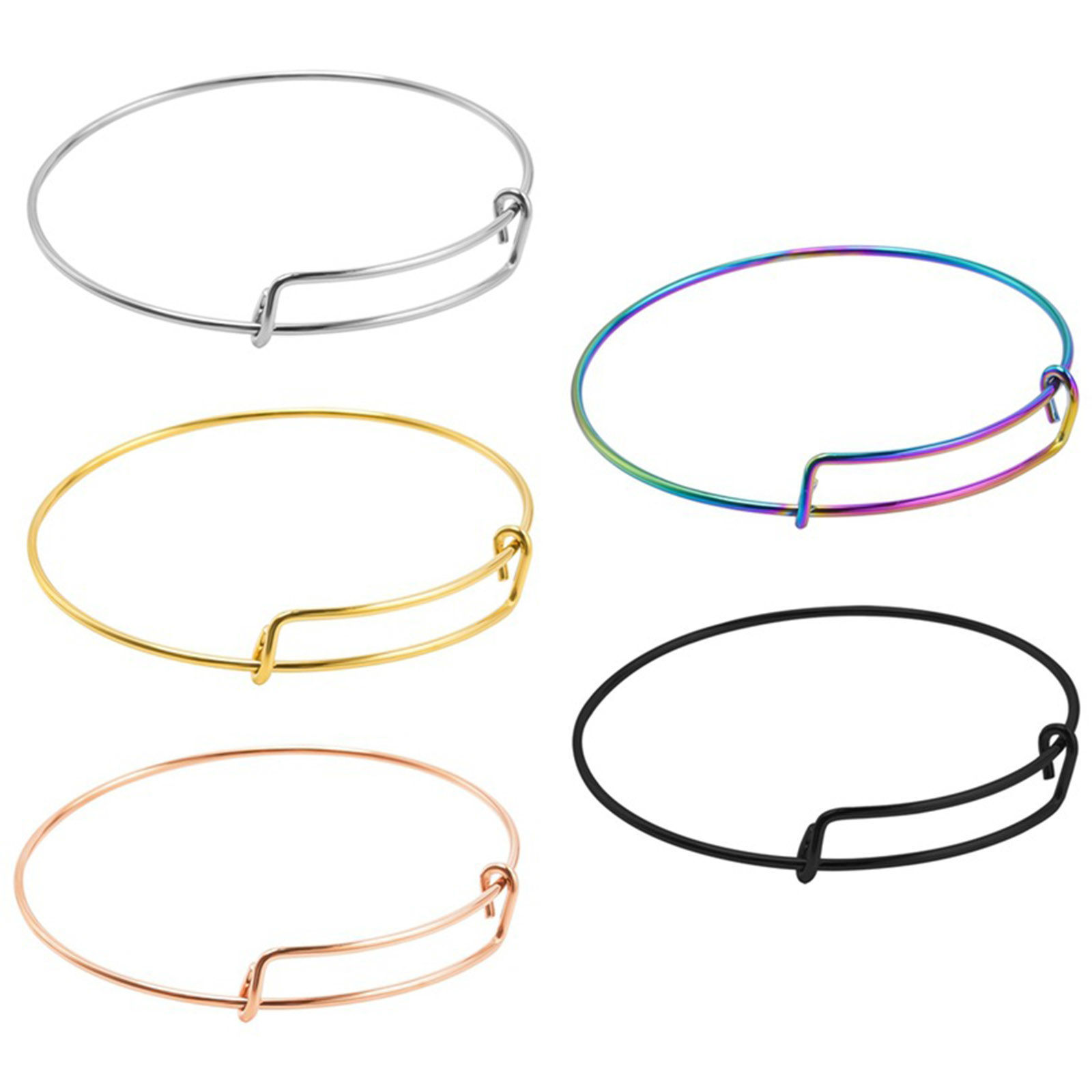 Picture of Eco-friendly Vacuum Plating 304 Stainless Steel Expandable Bangles Bracelets Round Adjustable 21.5cm(8 4/8") long