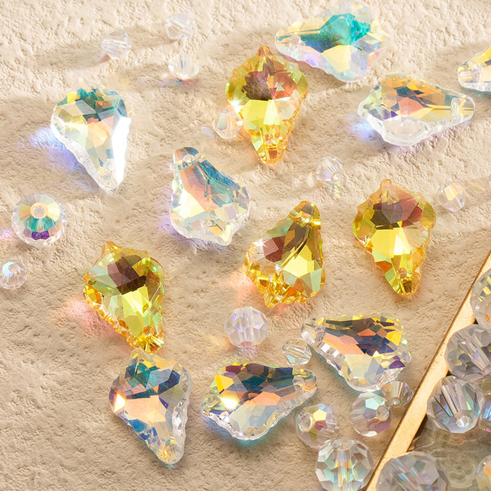 Picture of Glass AB Rainbow Color Aurora Borealis Charms Drop Multicolor Faceted 16mm x 11mm