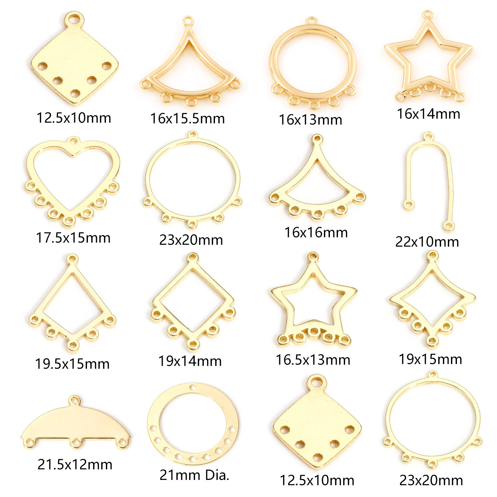 Imagen de 2 Unidades Latón Geométrico Conectores de Araña 14K Oro Real Chappado