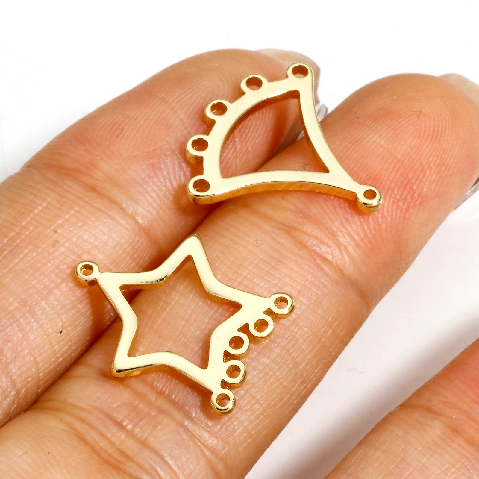 Imagen de 2 Unidades Latón Geométrico Conectores de Araña 14K Oro Real Chappado