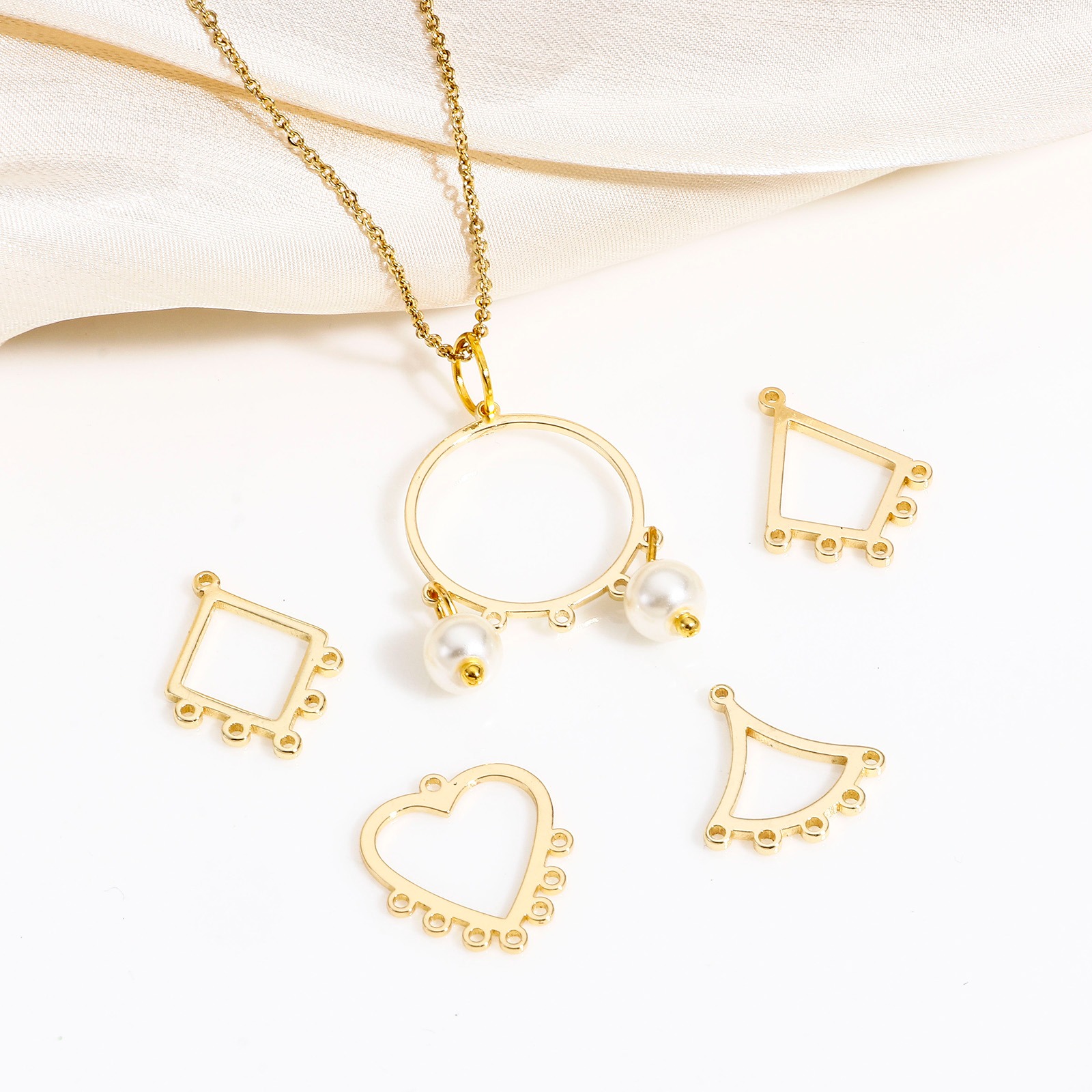 Imagen de 2 Unidades Latón Geométrico Conectores de Araña 14K Oro Real Chappado