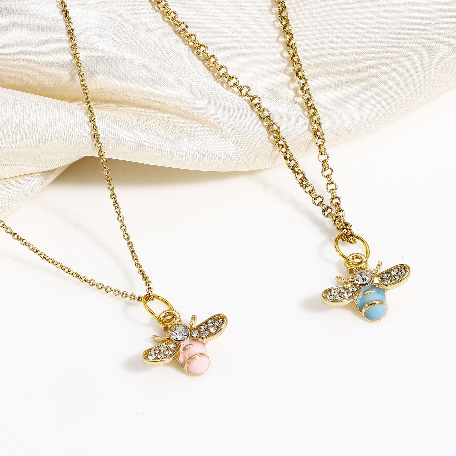 Picture of Zinc Based Alloy Insect Charms Gold Plated Multicolor Bee Animal Enamel Clear Rhinestone 17mm x 16mm