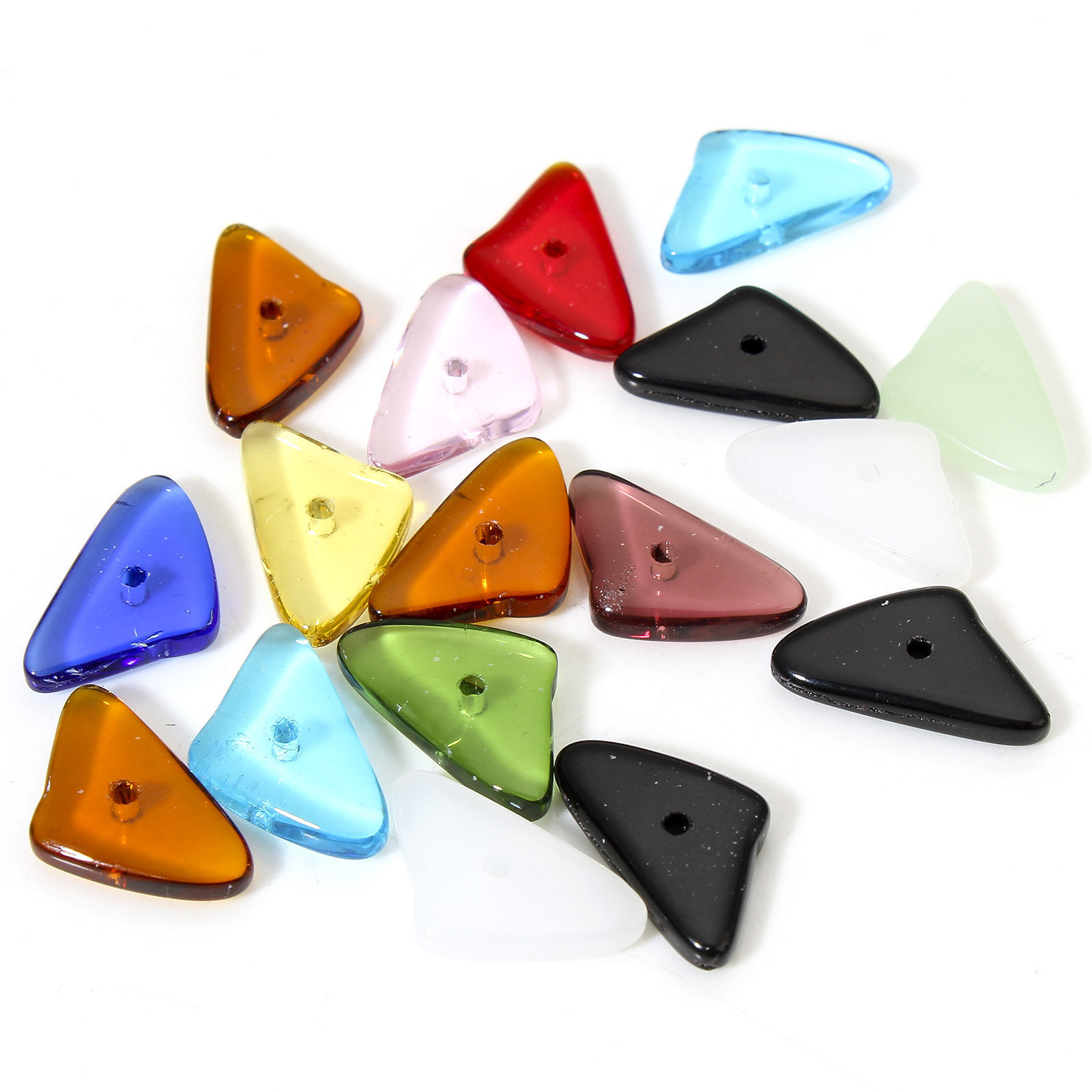 Imagen de 1 Sarta Vidrio Cuentas para la Fabricación de Joyas con Dijes de Bricolaje Triángulo, Multicolor AB Color Aprox 16mm x 9mm