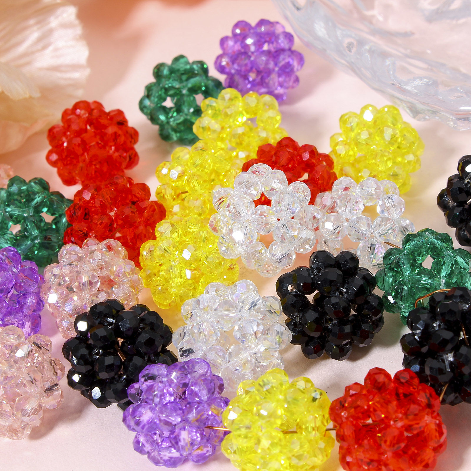Imagen de 5 Unidades Vidrio Cuentas para la Fabricación de Joyas con Dijes de Bricolaje Bola, Multicolor Aprox 17mm x 15mm, Agujero: Aprox 2.4mm