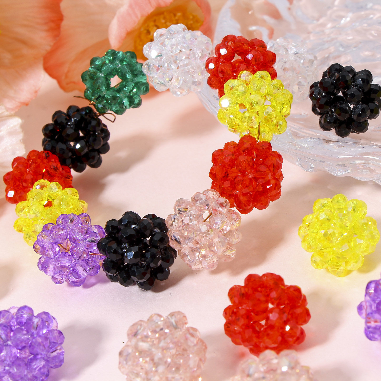 Imagen de 5 Unidades Vidrio Cuentas para la Fabricación de Joyas con Dijes de Bricolaje Bola, Multicolor Aprox 17mm x 15mm, Agujero: Aprox 2.4mm