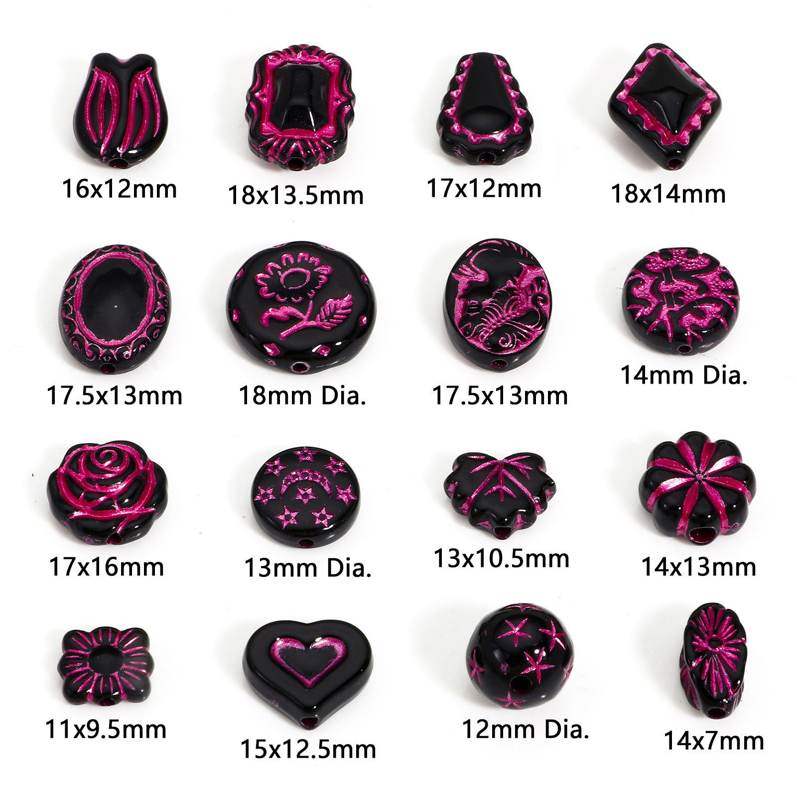 Picture of Acrylic Retro Beads For DIY Jewelry Making Black Rose Flower Beauty Lady Corrosion