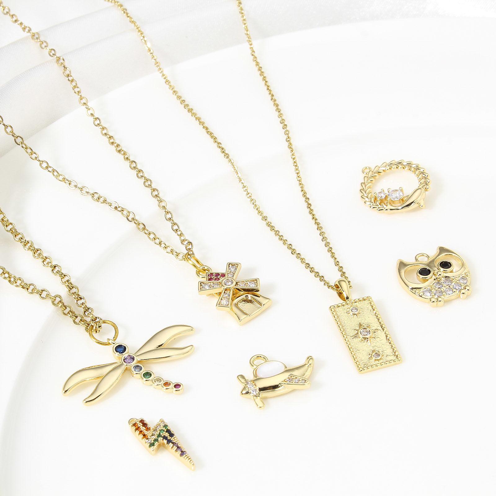 Picture of Brass Charms 18K Real Gold Plated Micro Pave