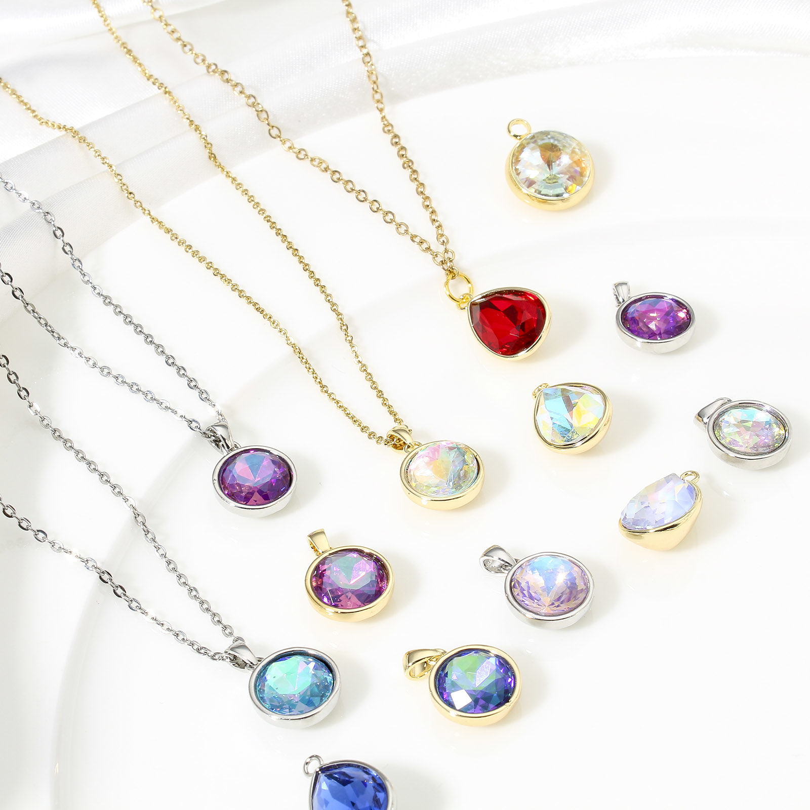 Picture of Brass & Cubic Zirconia Geometric Charms Real Gold Plated