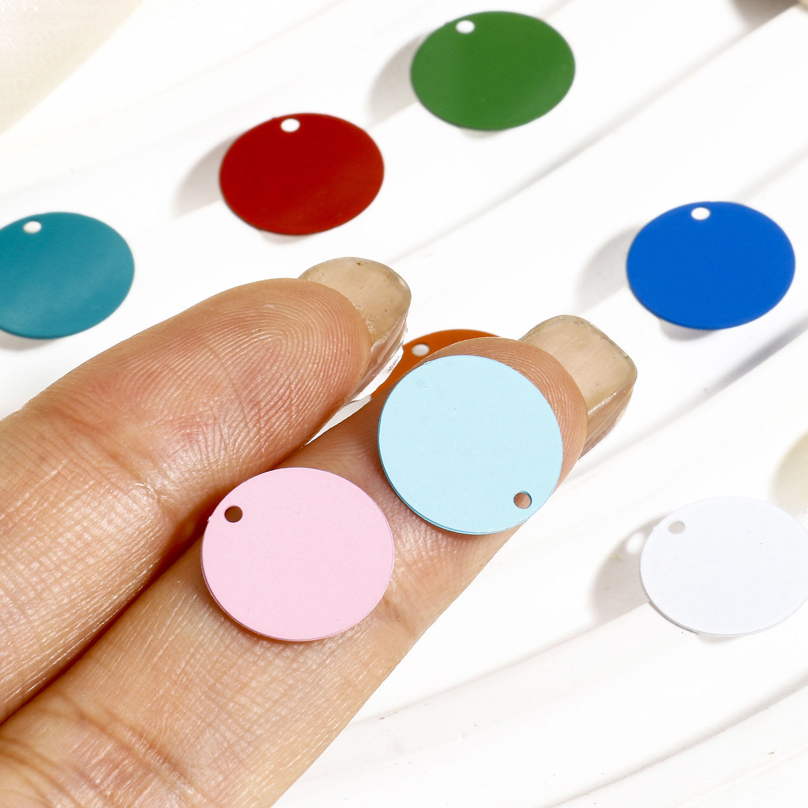 Picture of Iron Based Alloy Filigree Stamping Charms Multicolor Round Disc Painted 12mm Dia.