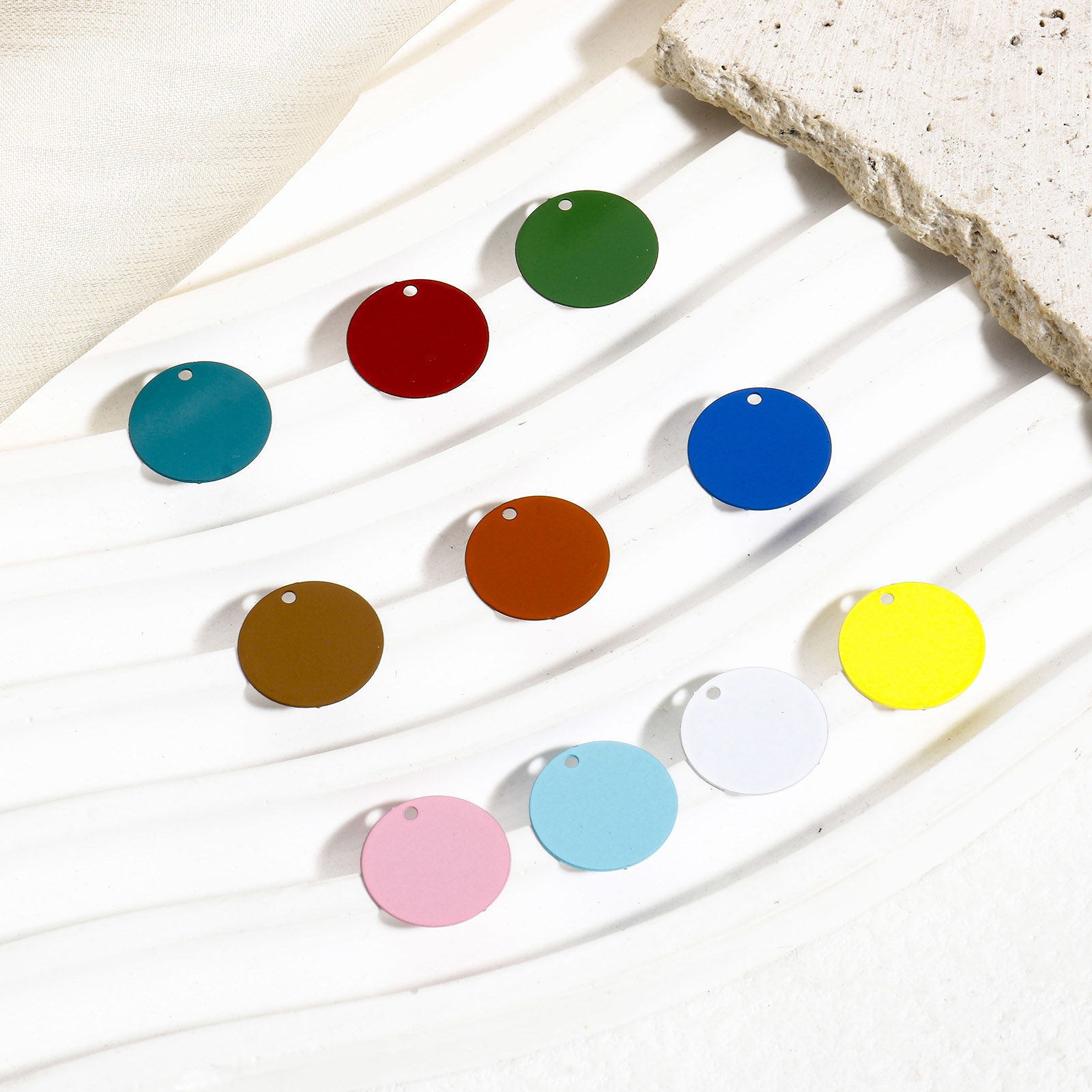 Picture of Iron Based Alloy Filigree Stamping Charms Multicolor Round Disc Painted 12mm Dia.