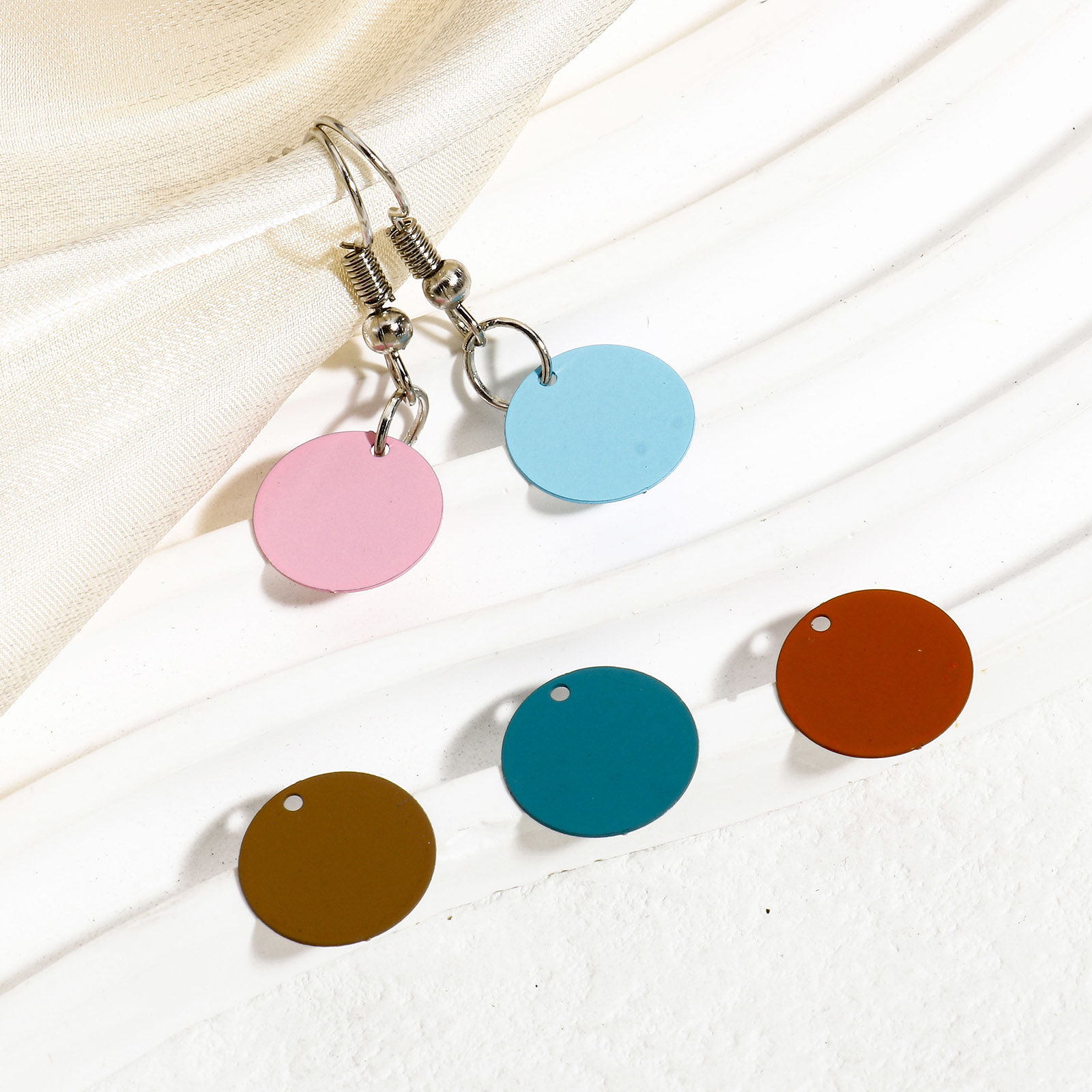 Picture of Iron Based Alloy Filigree Stamping Charms Multicolor Round Disc Painted 12mm Dia.