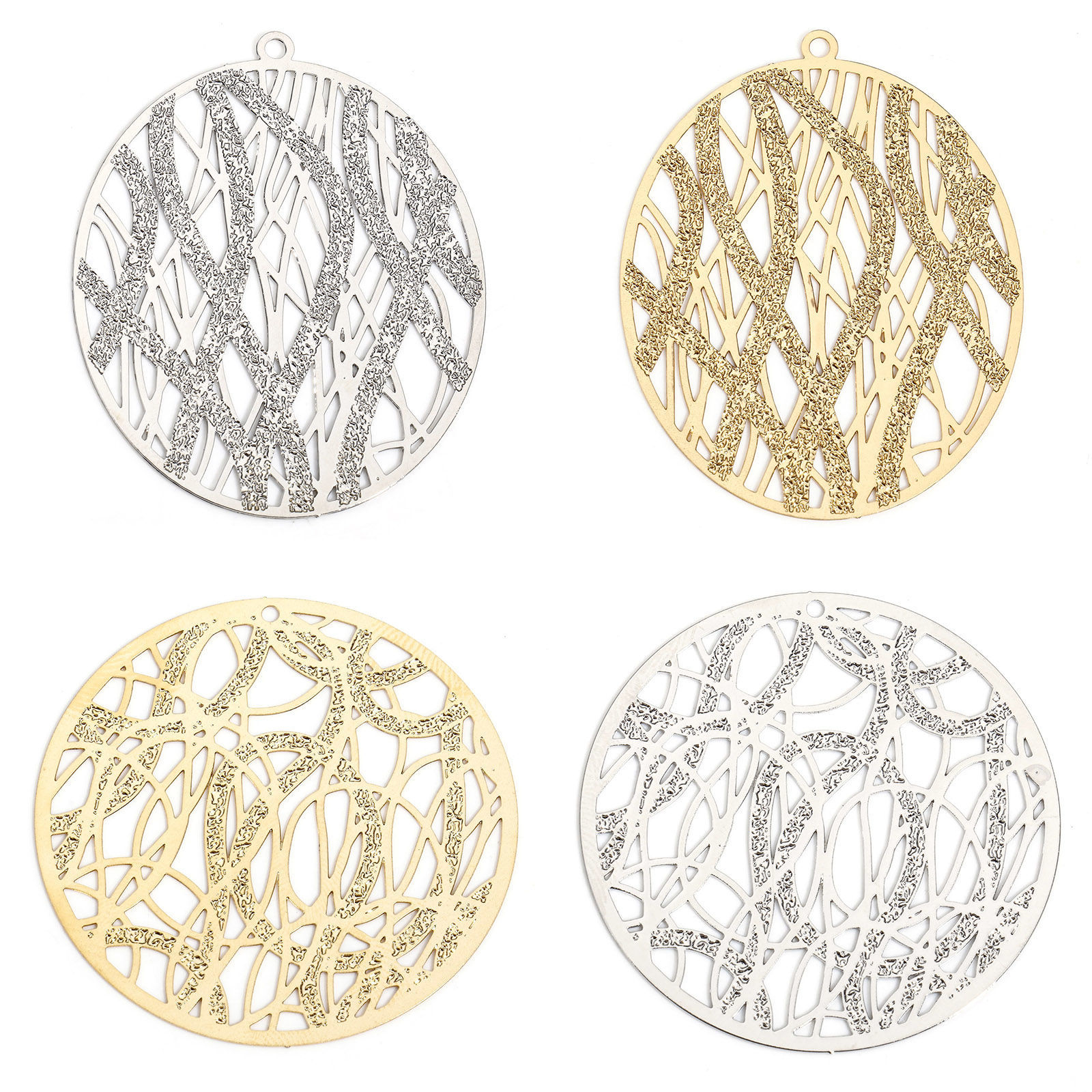 Picture of Iron Based Alloy Filigree Stamping Pendants Multicolor Texture Sparkledust