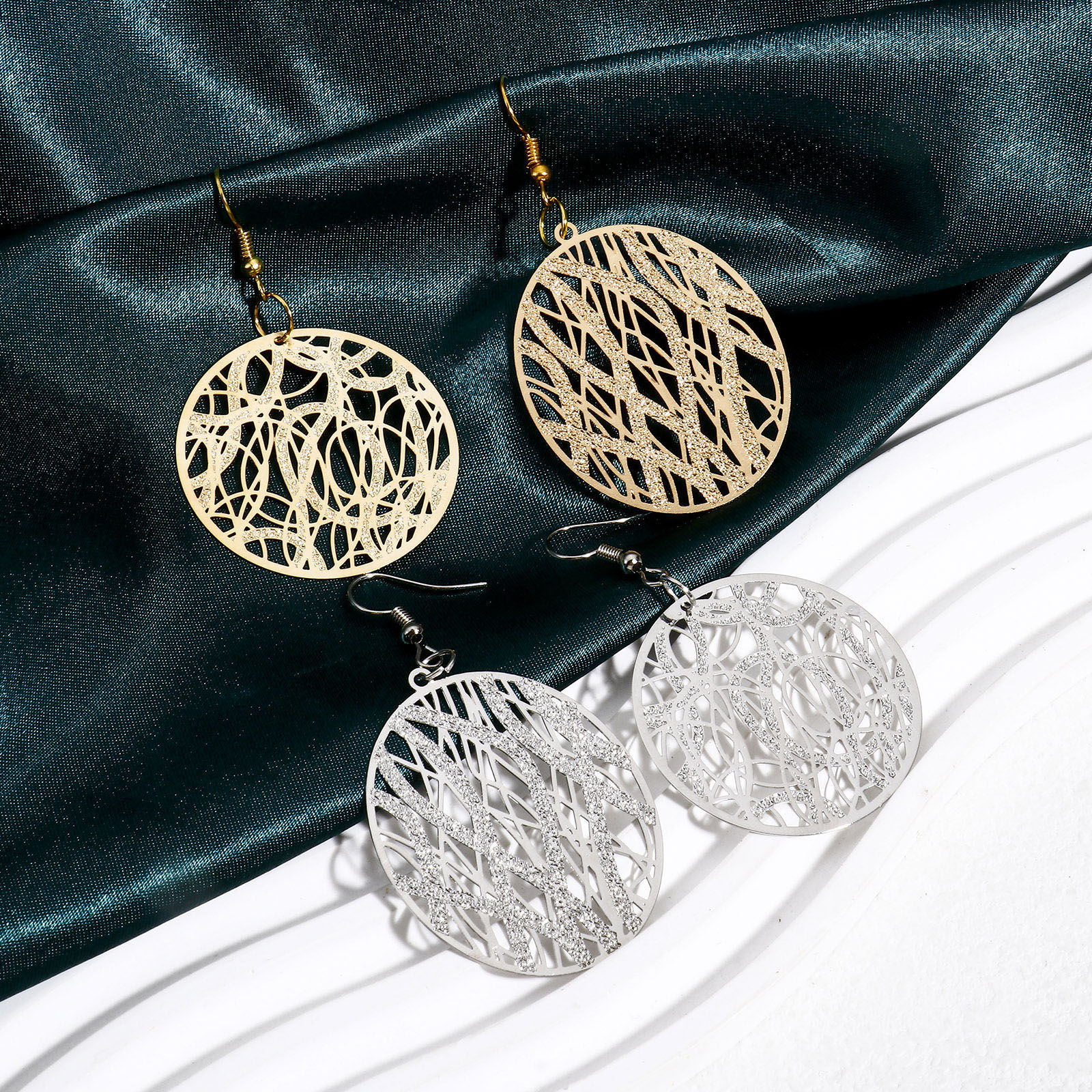 Picture of Iron Based Alloy Filigree Stamping Pendants Multicolor Texture Sparkledust