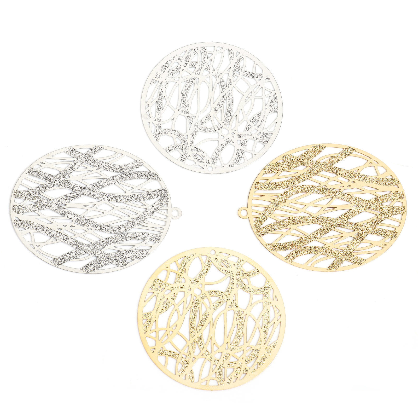 Picture of Iron Based Alloy Filigree Stamping Pendants Multicolor Texture Sparkledust