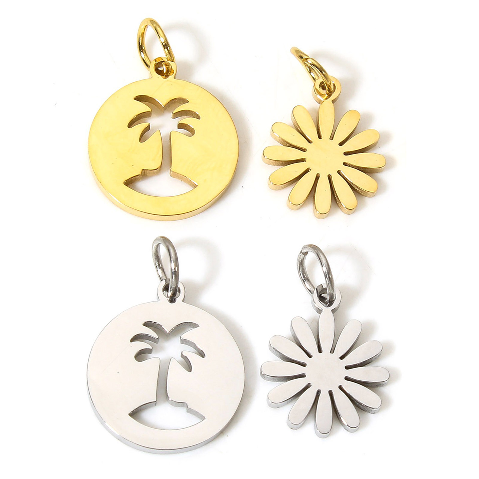 Image de 1 Pièce Breloques en 304 Acier Inoxydable Respectueux de la Nature Style Pastoral Fleur de Lotus Multicolore Creux