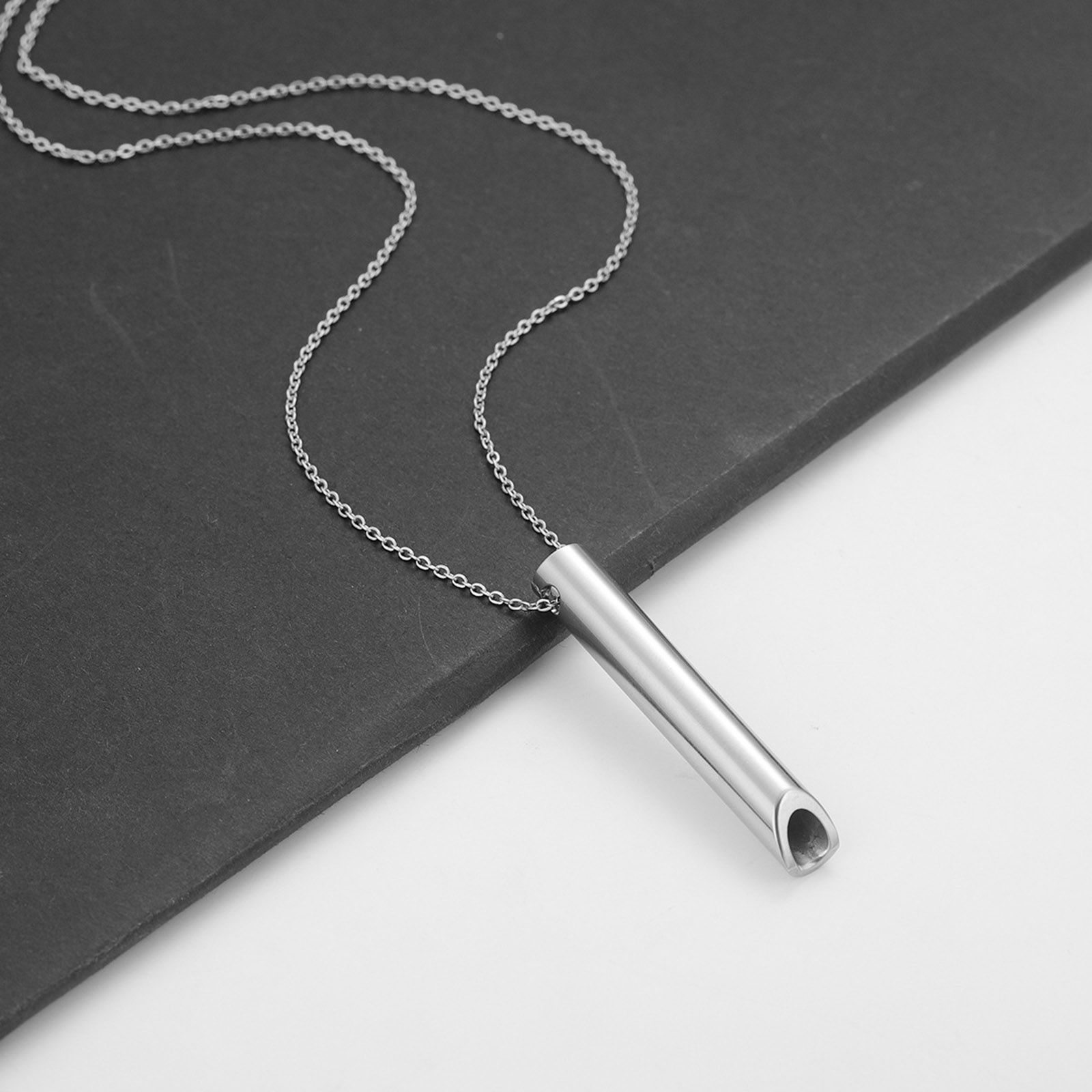 Picture of 304 Stainless Steel Stress Anxiety Relief Breathing Meditation Link Cable Chain Pendant Necklace Multicolor Whistle 50cm(19 5/8") long