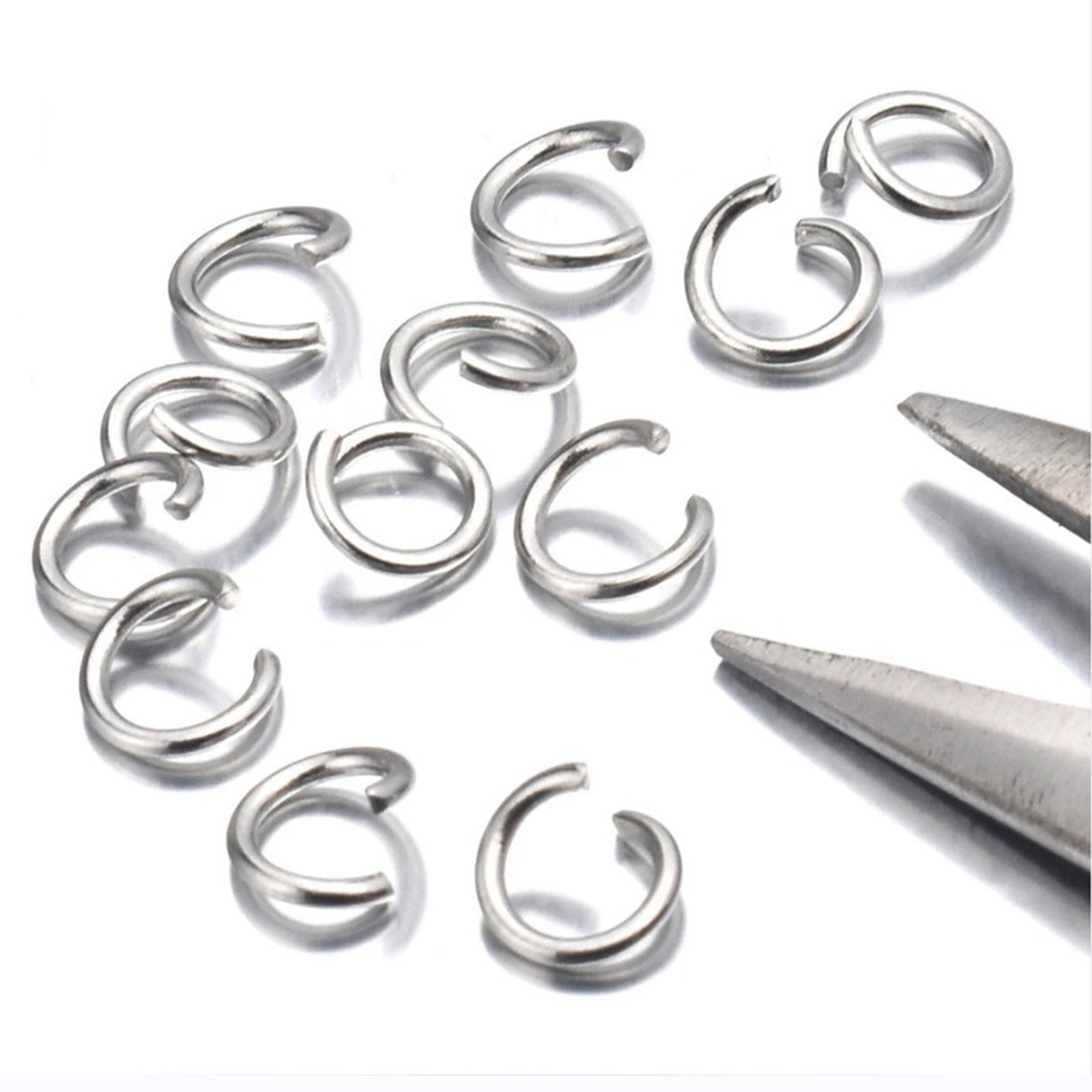 Picture of 304 Stainless Steel Open Jump Rings Findings Round Silver Tone