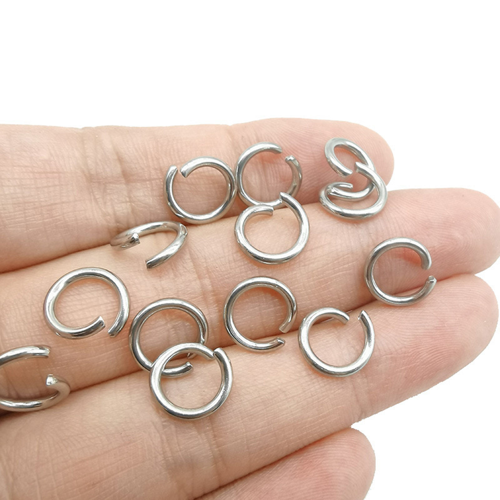 Picture of 304 Stainless Steel Open Jump Rings Findings Round Silver Tone