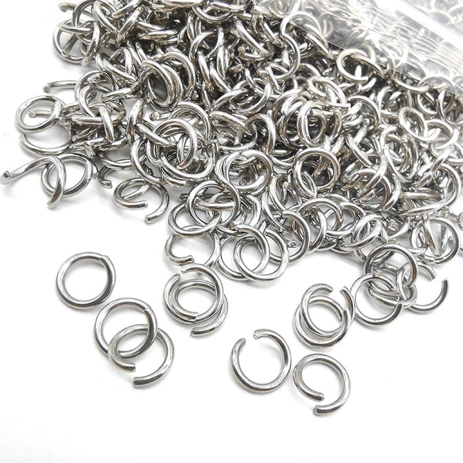Picture of 304 Stainless Steel Open Jump Rings Findings Round Silver Tone