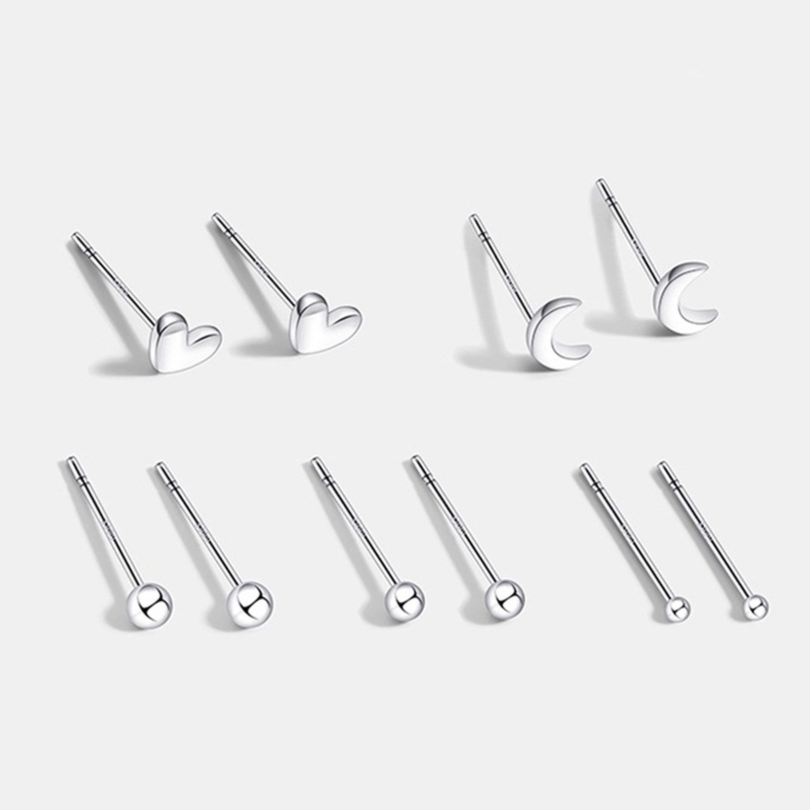 Picture of Sterling Silver Ear Post Stud Earrings Silver Color Geometric 11mm, Post/ Wire Size: (21 gauge)