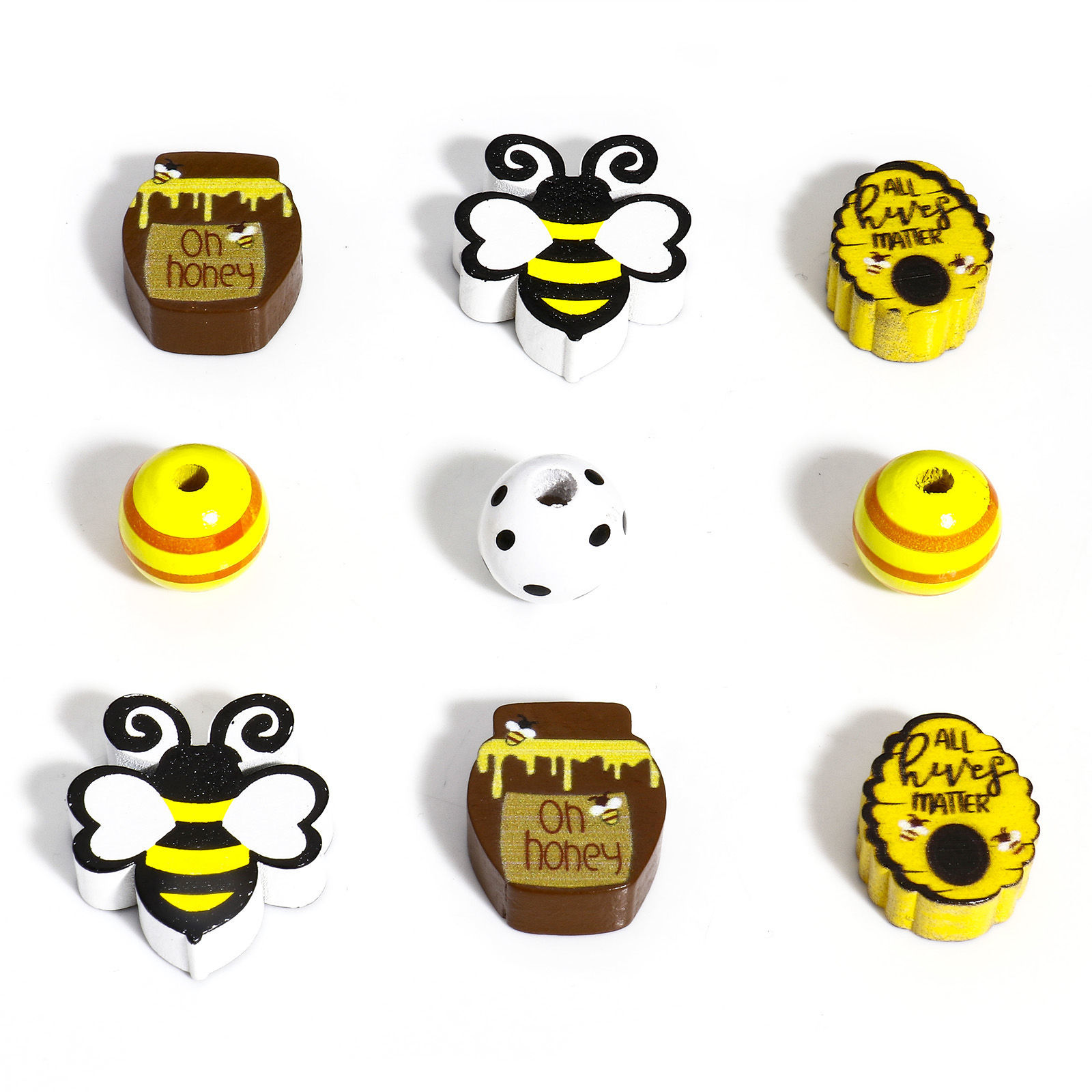 Picture of Natural Wood Spacer Beads For DIY Jewelry Making Bee Animal Multicolor