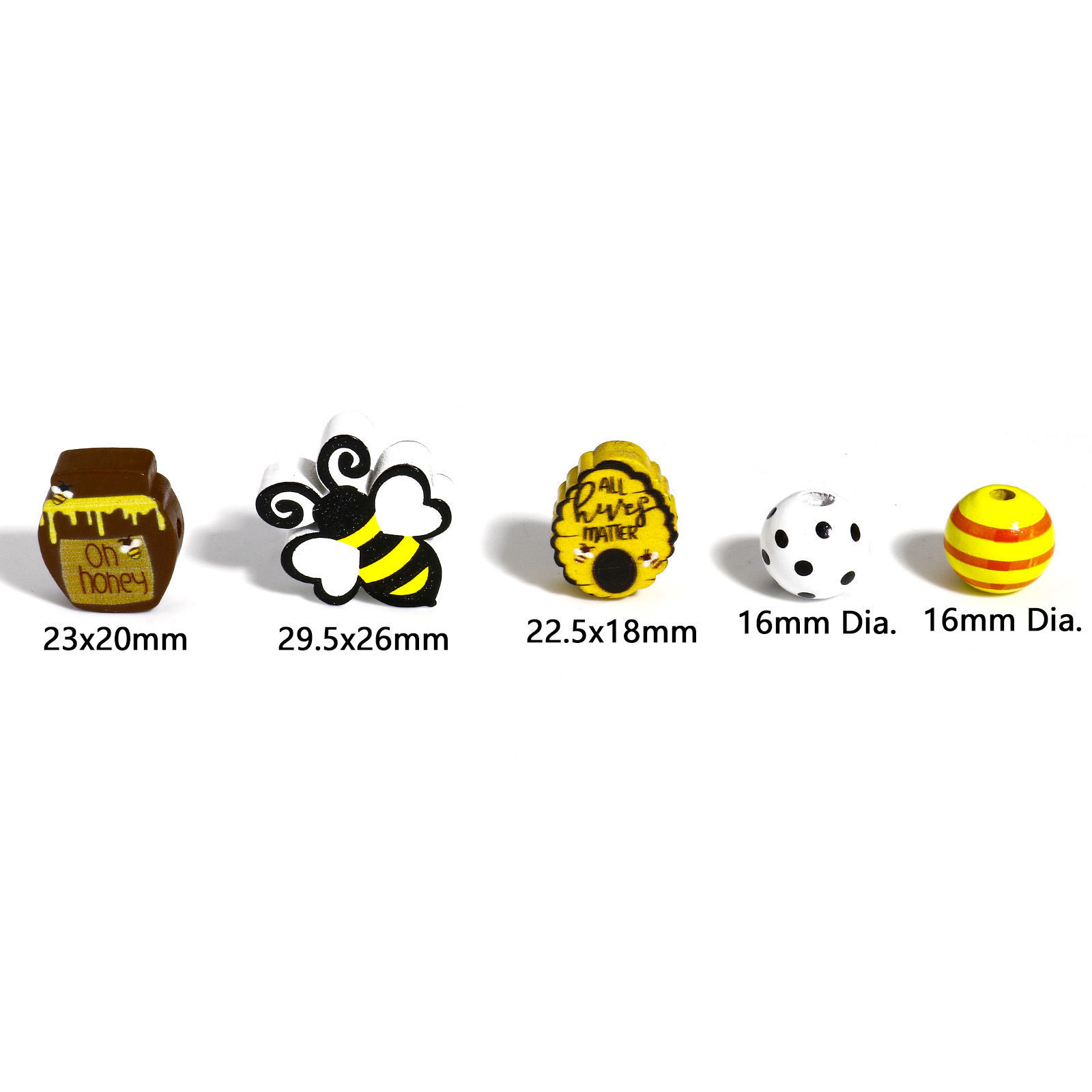 Picture of Natural Wood Spacer Beads For DIY Jewelry Making Bee Animal Multicolor