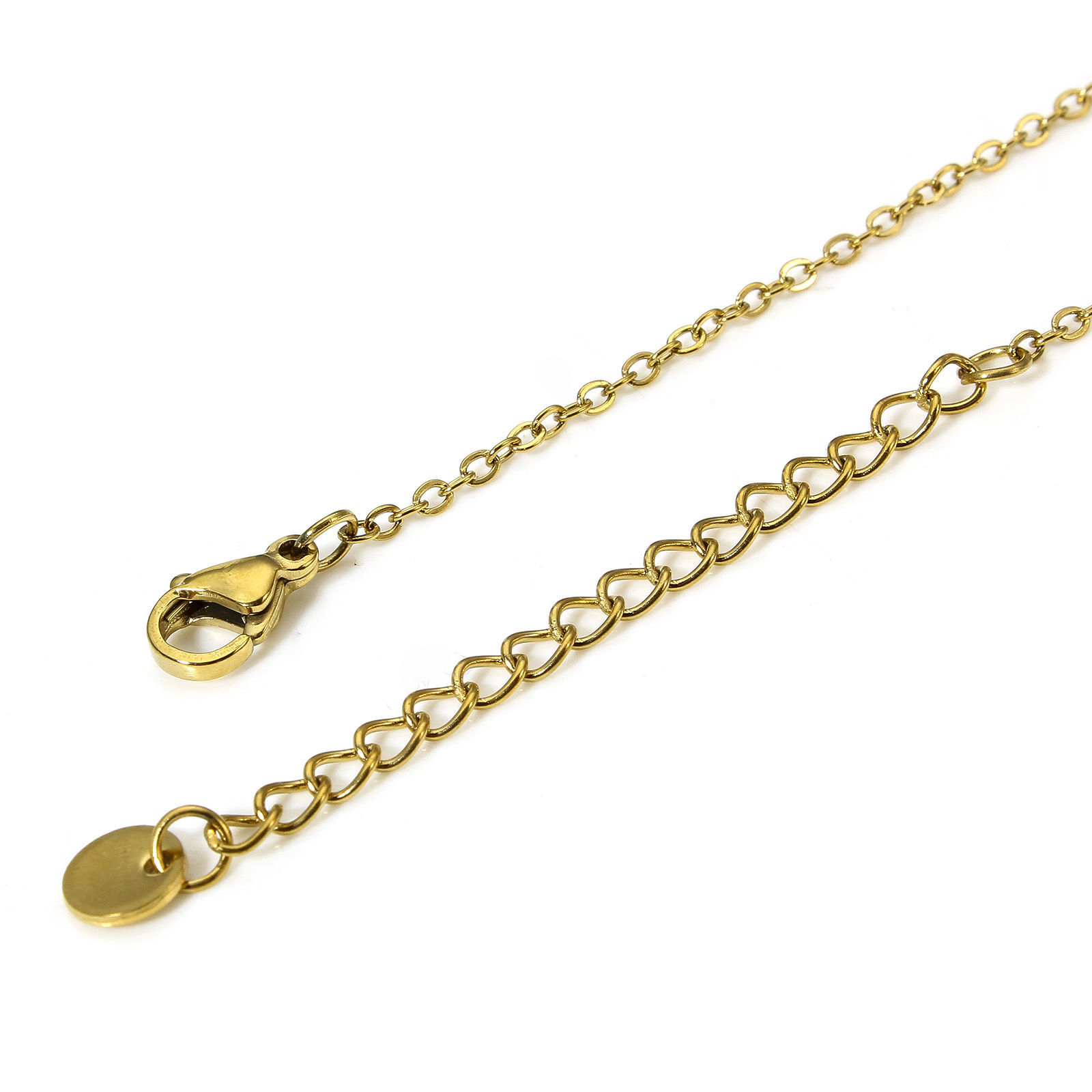 Image de 1 Pièce Chaînes de Cheville en 304 Acier Inoxydable Placage sous Vide Chaîne Maille Forçat Plaqué Or 18K Rond 22cm long