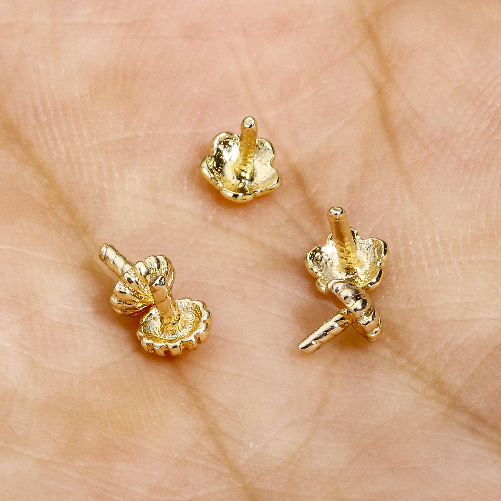Изображение 5 ШТ Латунь Шапочки Для Бусин 14K настоящее золото с покрытием