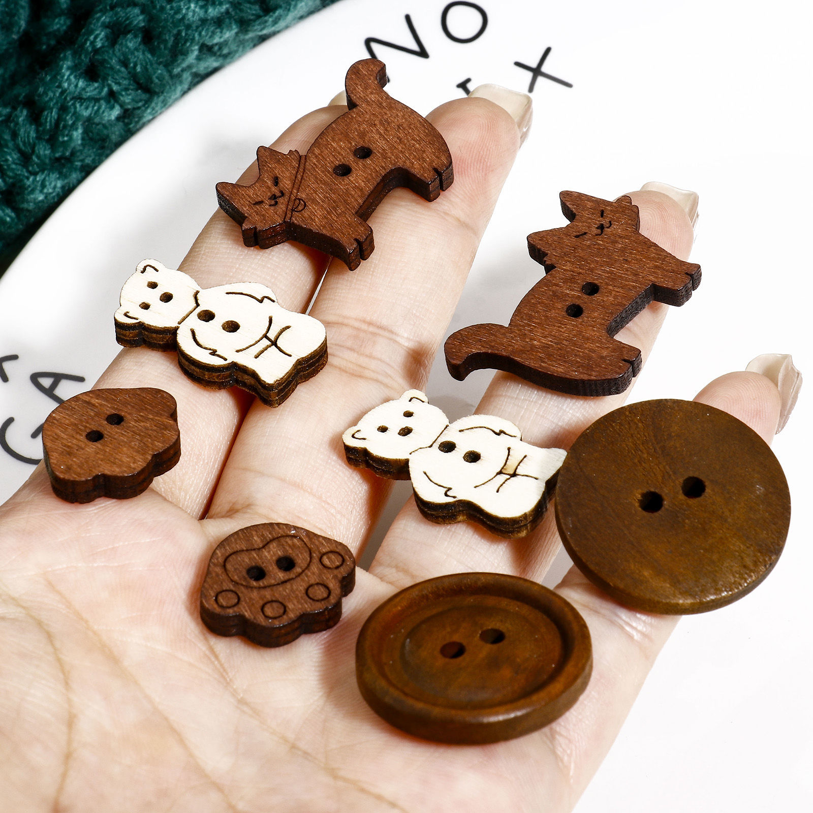 Picture of Natural Wood Buttons Scrapbooking 2 Holes Multicolor