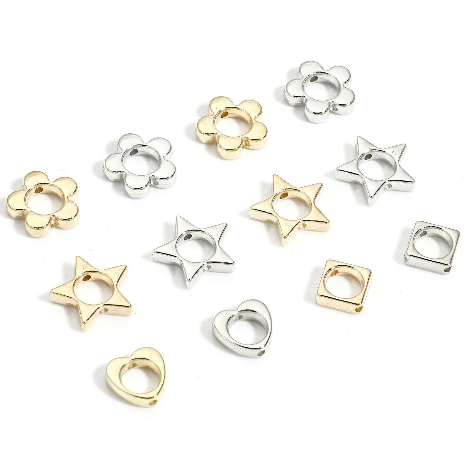 Bild von 50 Stück CCB Plastik Geometrisch Perlen Rahmen Bunt (Fits 6mm Perlen)