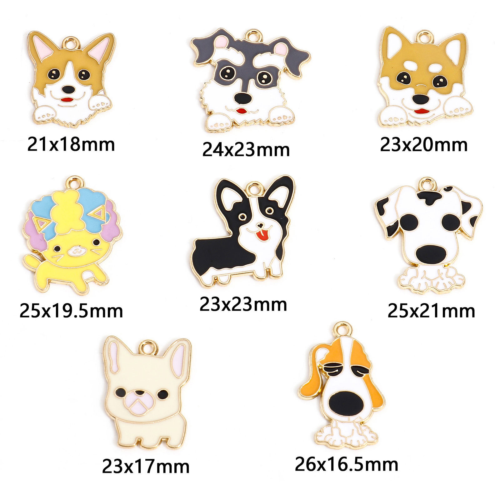 Picture of Zinc Based Alloy Charms Gold Plated Multicolor Dog Animal Cat Enamel