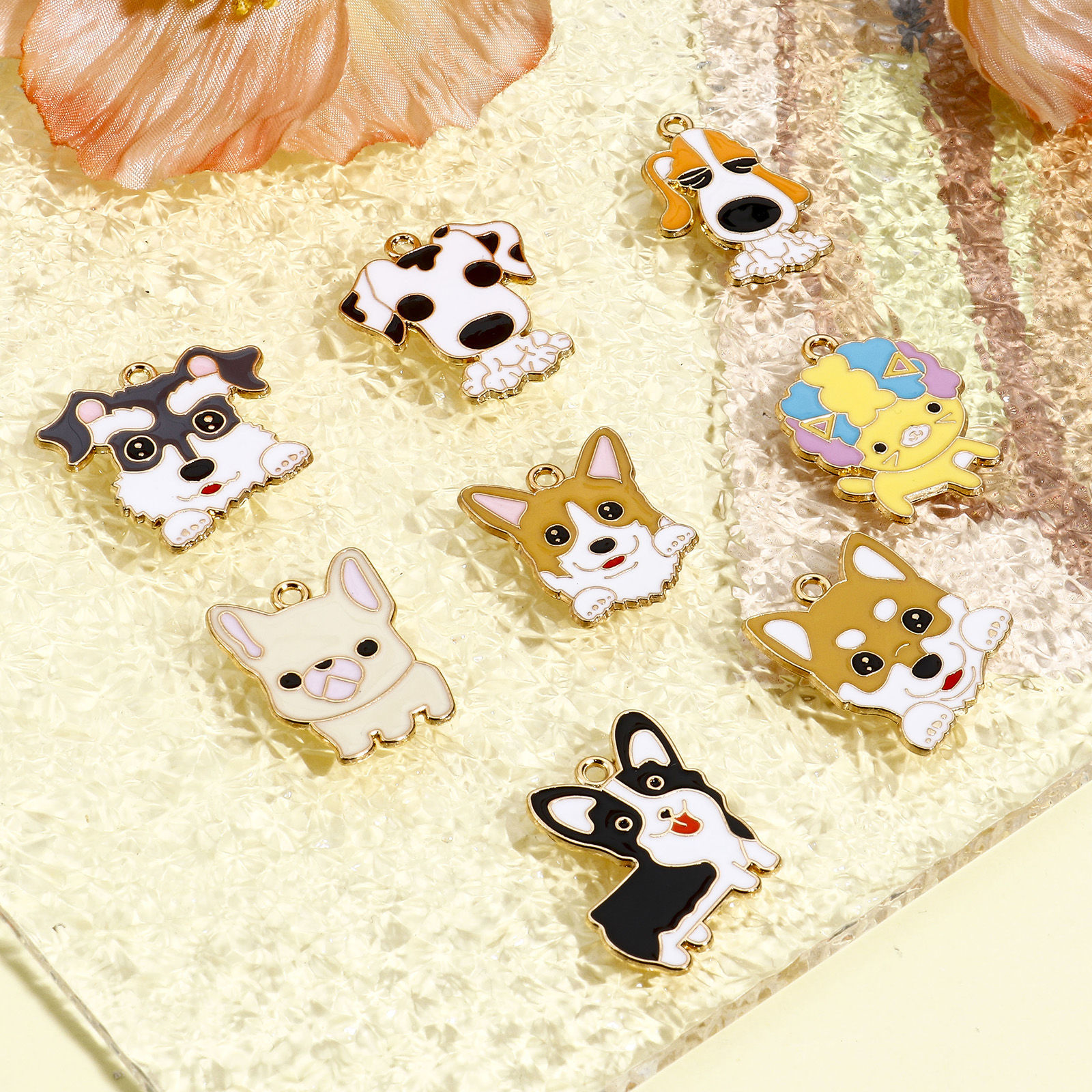 Picture of Zinc Based Alloy Charms Gold Plated Multicolor Dog Animal Cat Enamel