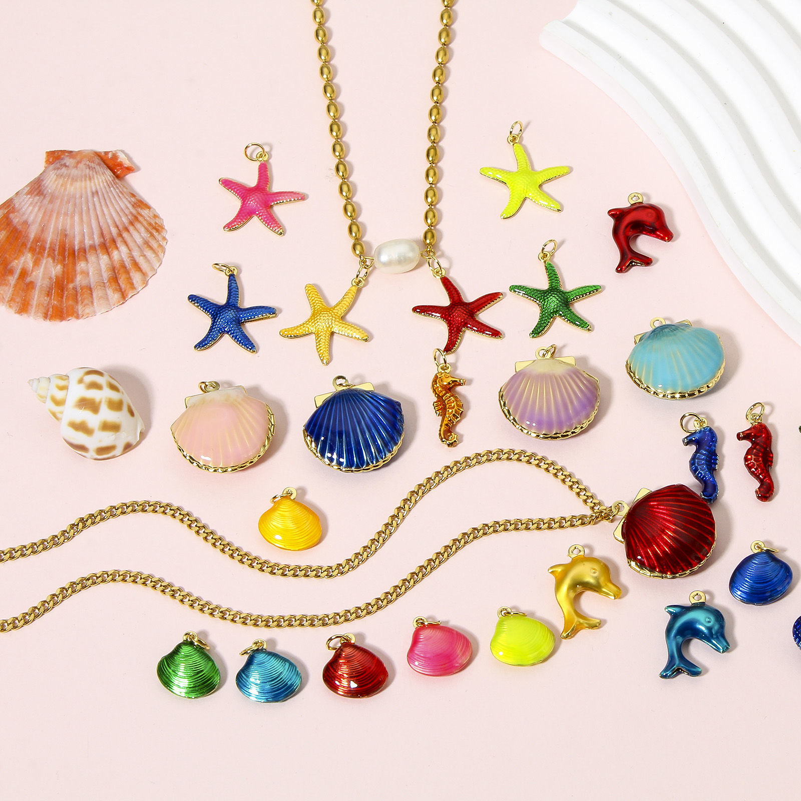 Bild von 1 Stück Messing Ozean Schmuck Charms 18K Echtgold plattiert Bunt Emaille