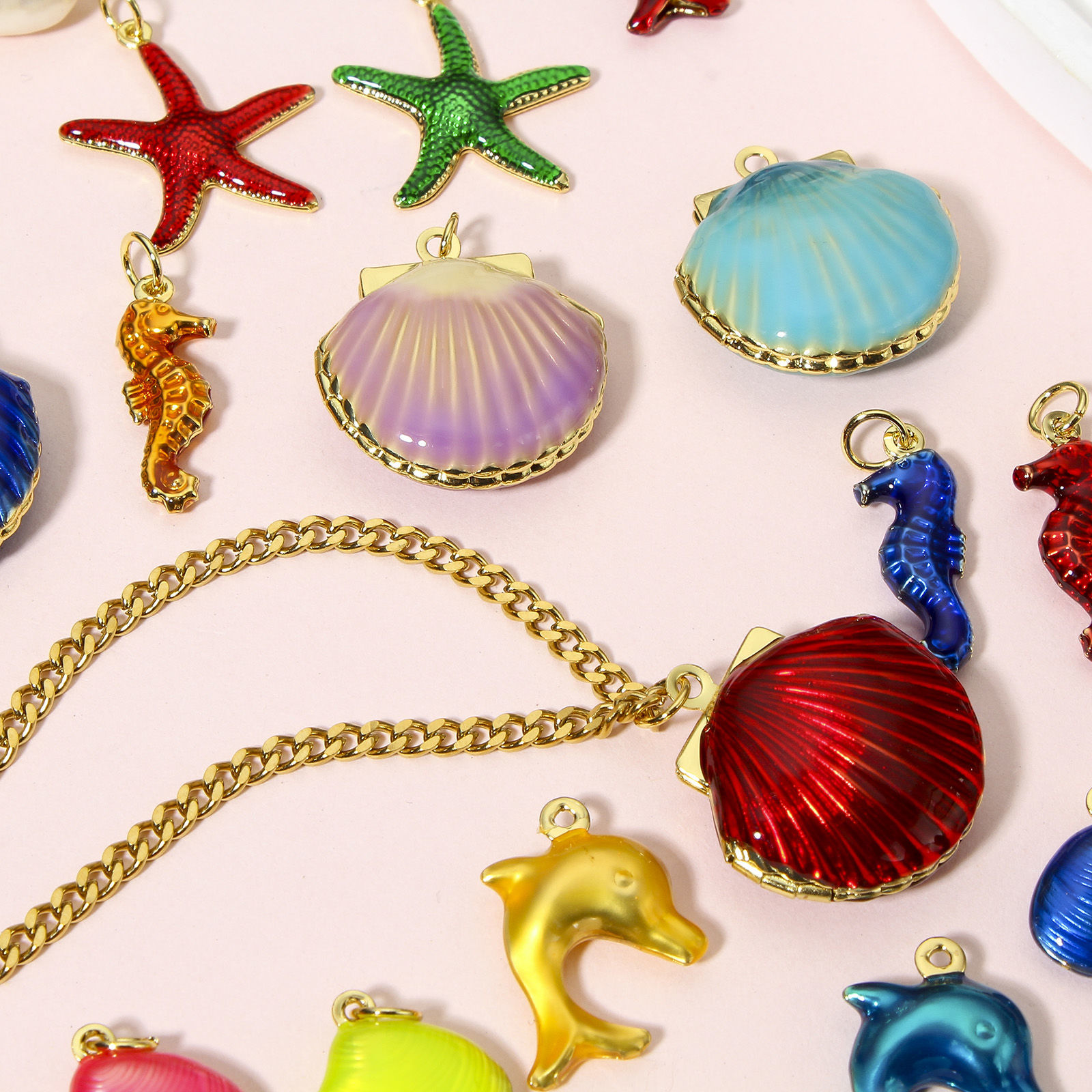 Bild von 1 Stück Messing Ozean Schmuck Charms 18K Echtgold plattiert Bunt Emaille