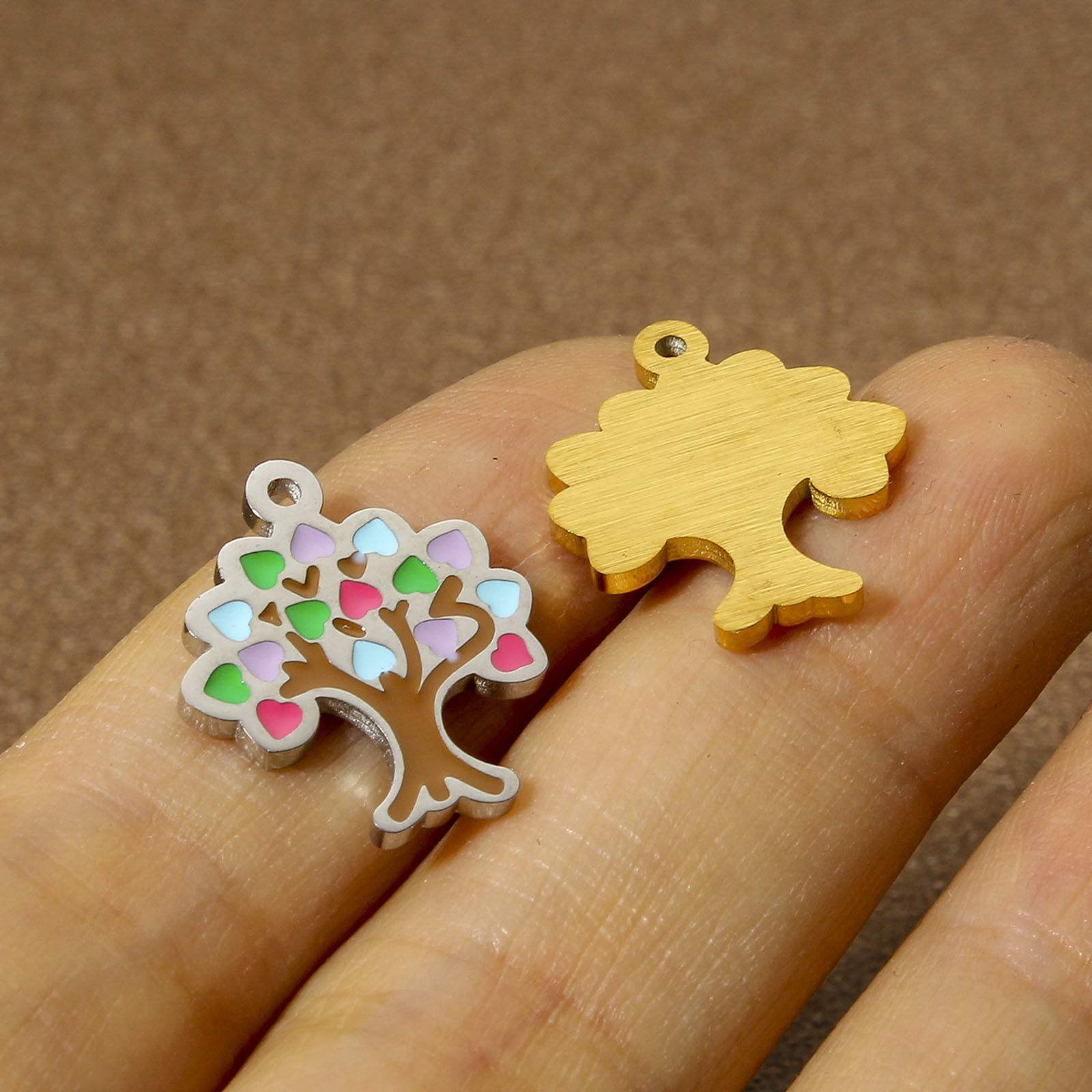 1 個 304ステンレス鋼 チャーム 木 の画像