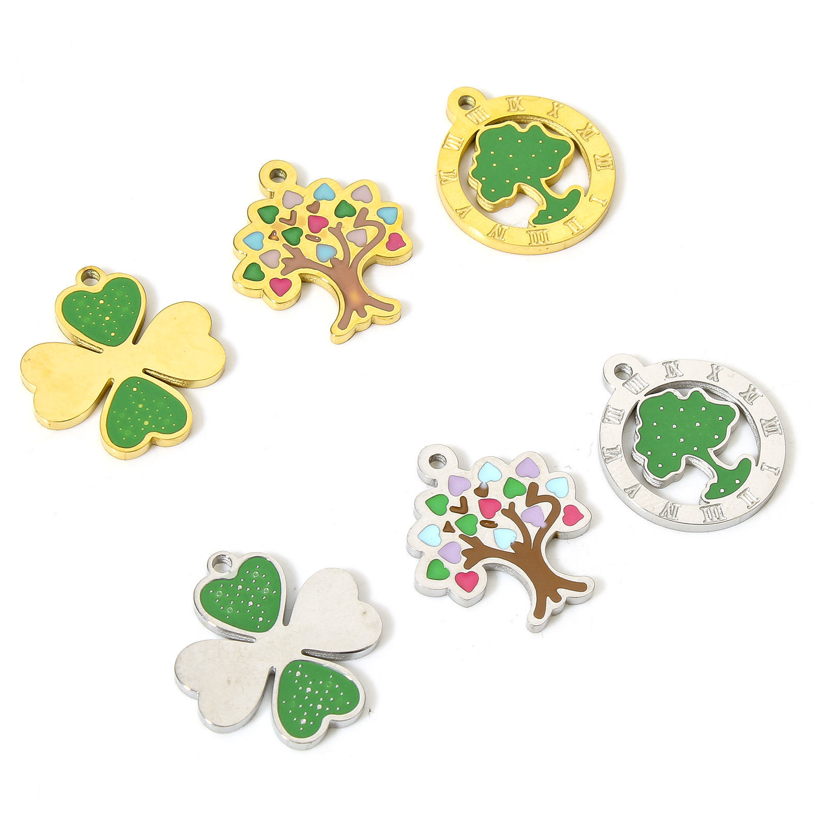 1 個 304ステンレス鋼 チャーム 木 の画像