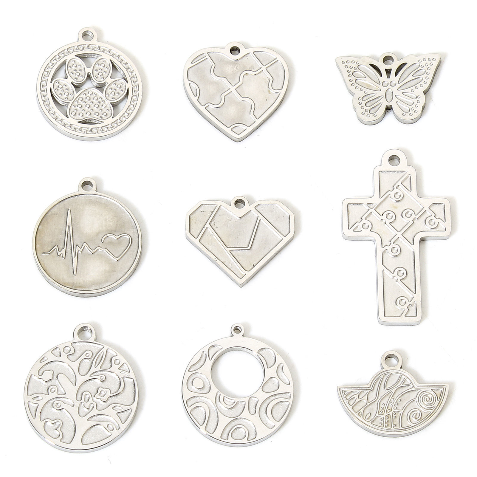 Immagine di 2 Pz 304 Acciaio Inossidabile Charms Geometrica Tono Argento