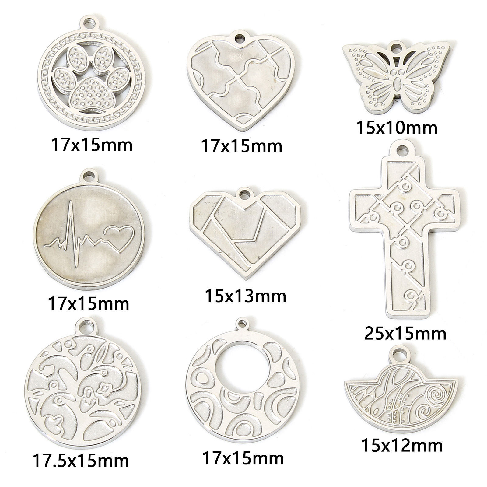Immagine di 2 Pz 304 Acciaio Inossidabile Charms Geometrica Tono Argento