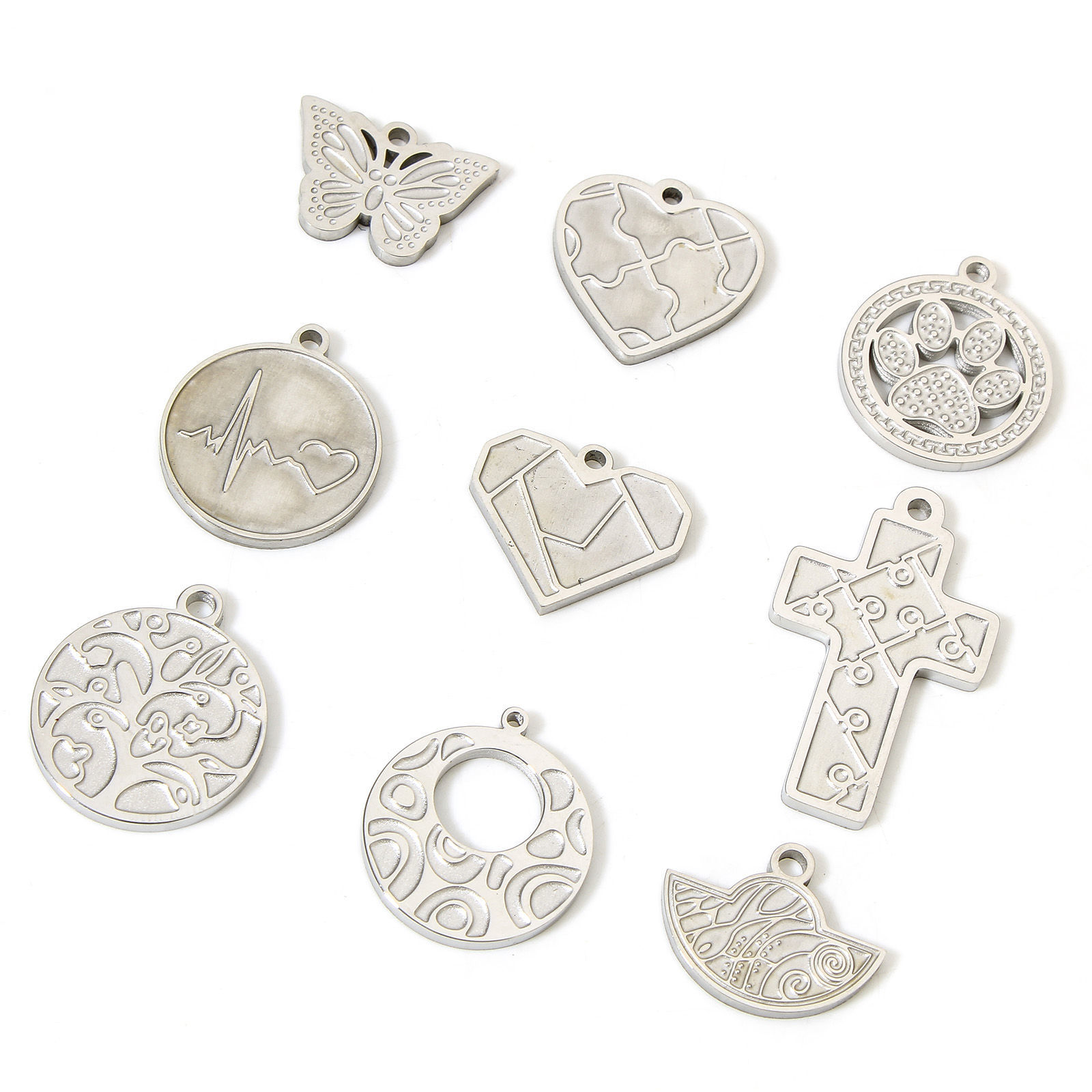 Immagine di 2 Pz 304 Acciaio Inossidabile Charms Geometrica Tono Argento