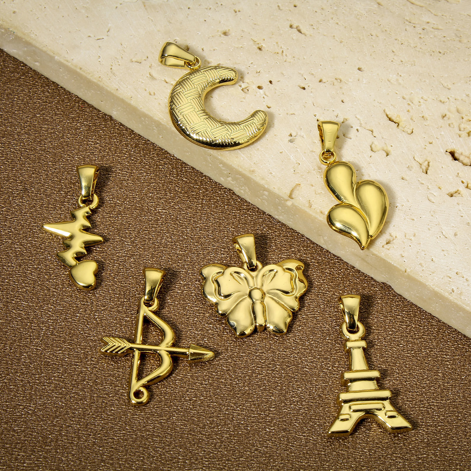 Picture of Vacuum Plating 304 Stainless Steel Charm Pendant 18K Gold Plated