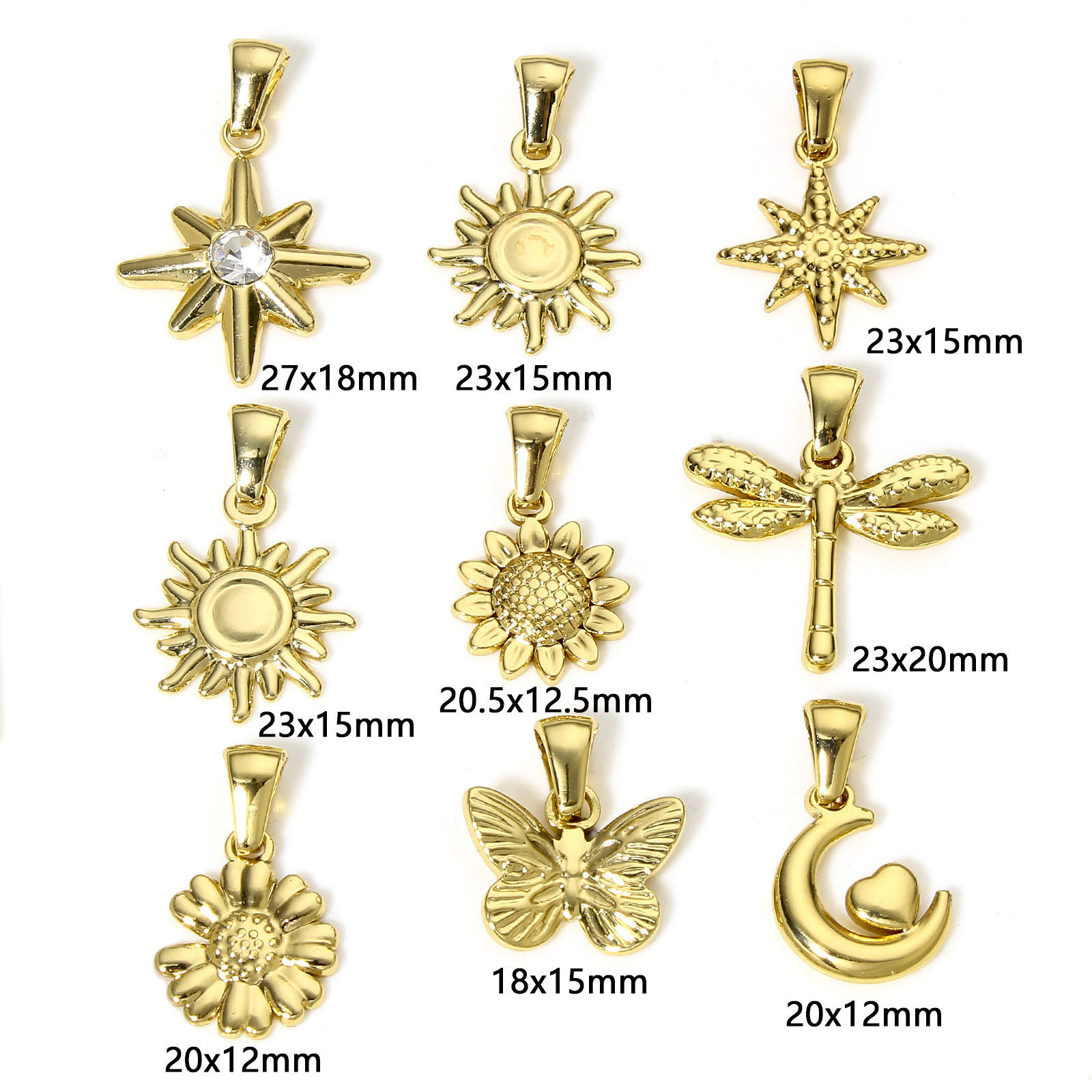 Image de 1 Pièce Pendentif Breloque en 304 Acier Inoxydable Placage sous Vide Plaqué Or 18K