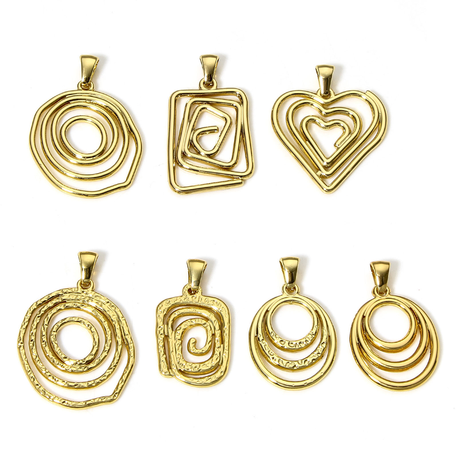 Picture of Vacuum Plating 304 Stainless Steel Charm Pendant 18K Gold Plated Irregular