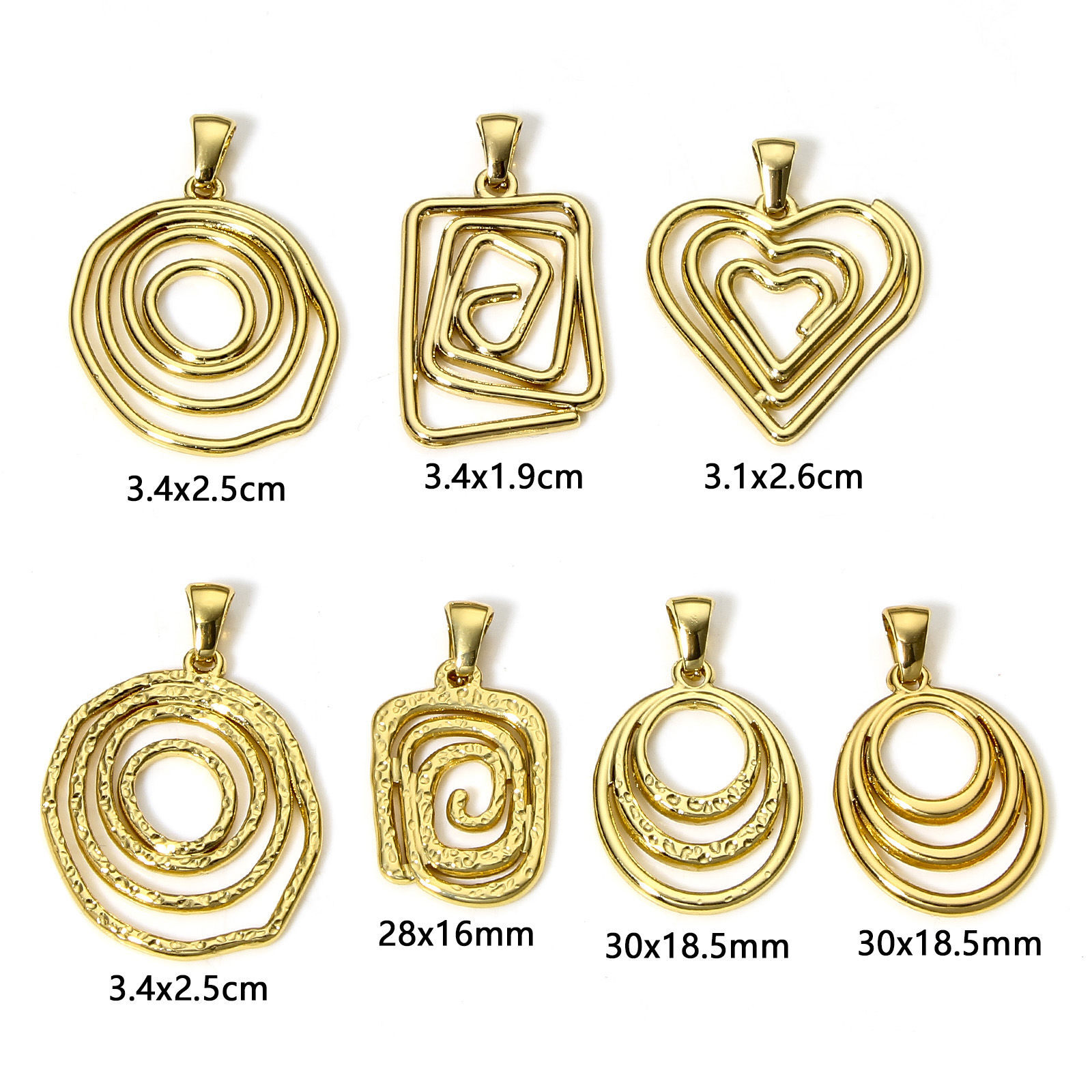 Picture of Vacuum Plating 304 Stainless Steel Charm Pendant 18K Gold Plated Irregular