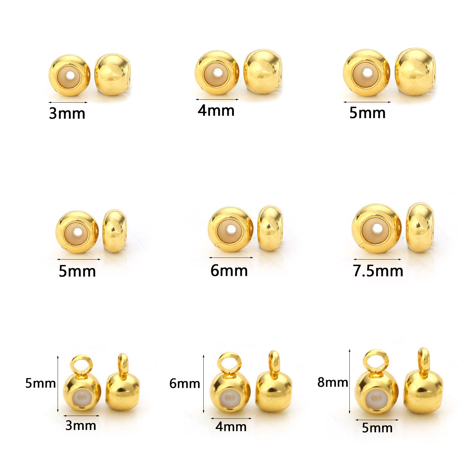 Picture of Brass Rubber Stopper Slider Adjustable Beads Round