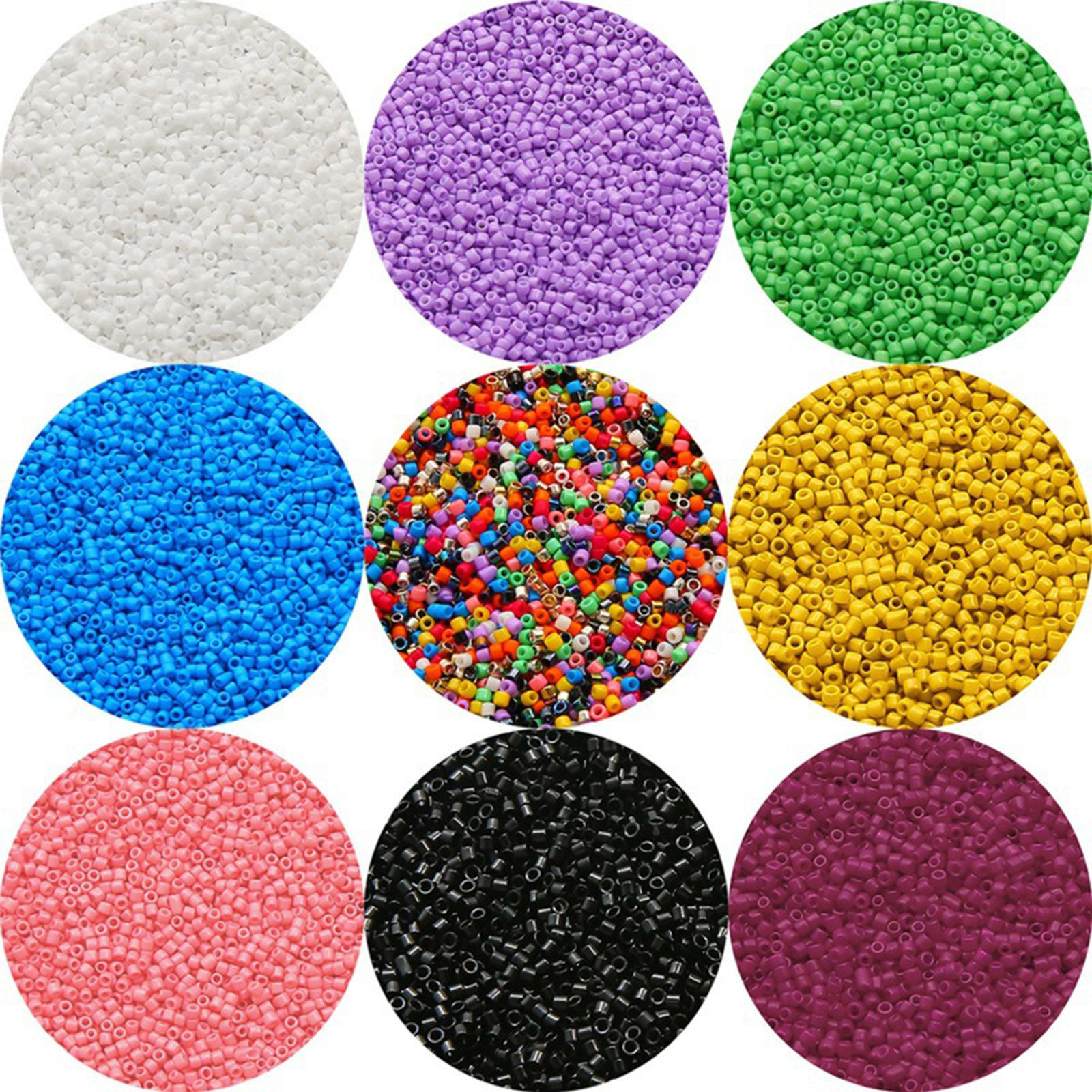 Picture of Glass Delica Seed Beads Round Bugle Multicolor Opaque About 2mm Dia.