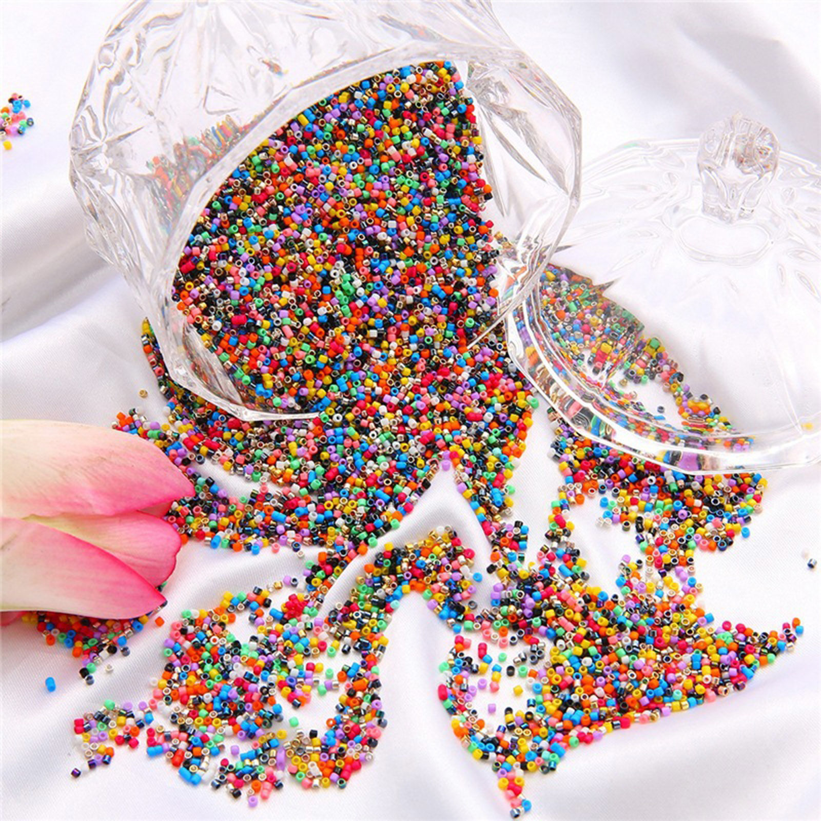 Picture of Glass Delica Seed Beads Round Bugle Multicolor Opaque About 2mm Dia.
