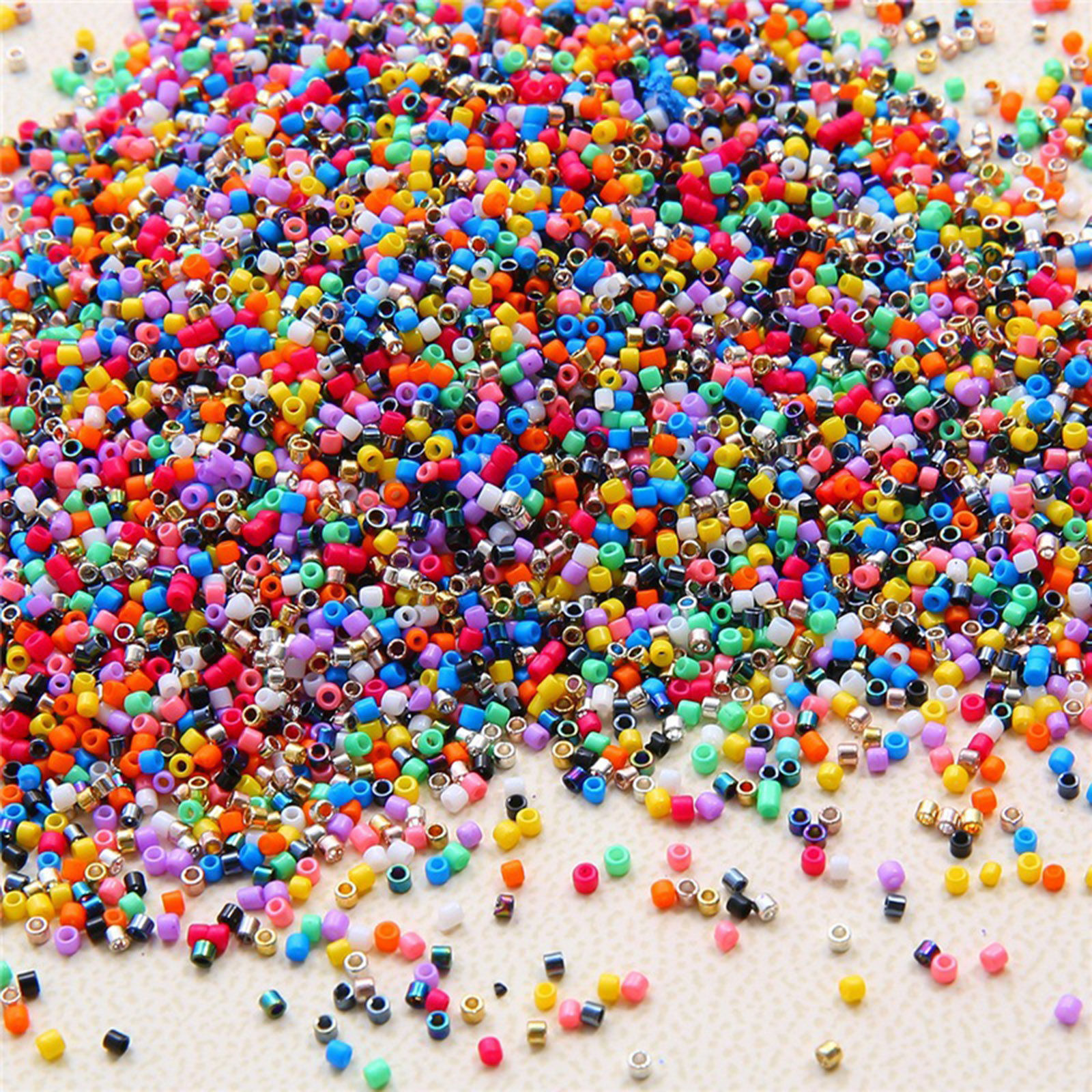 Picture of Glass Delica Seed Beads Round Bugle Multicolor Opaque About 2mm Dia.